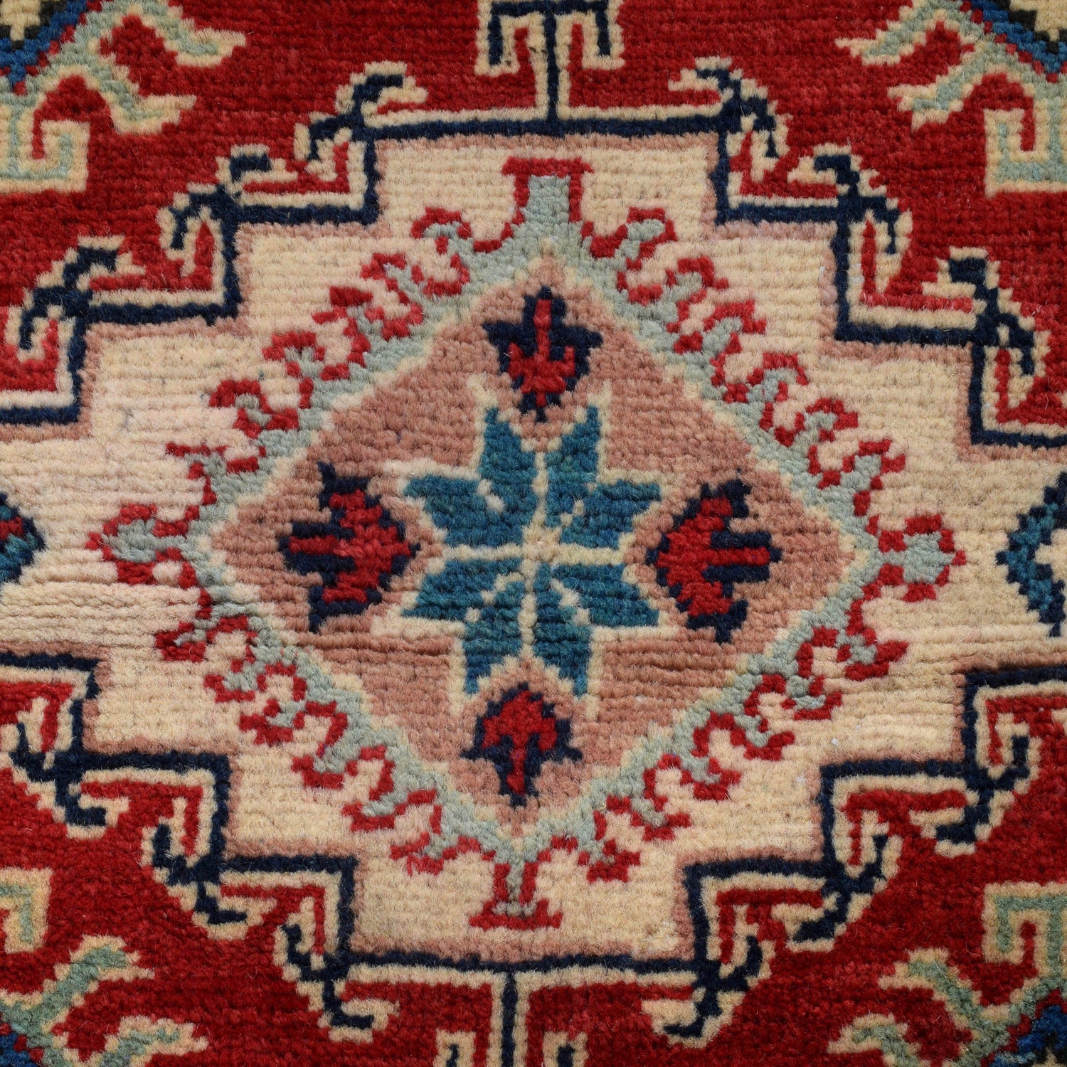 Kazak Rug Handmade Red Medallion 2x4 ft