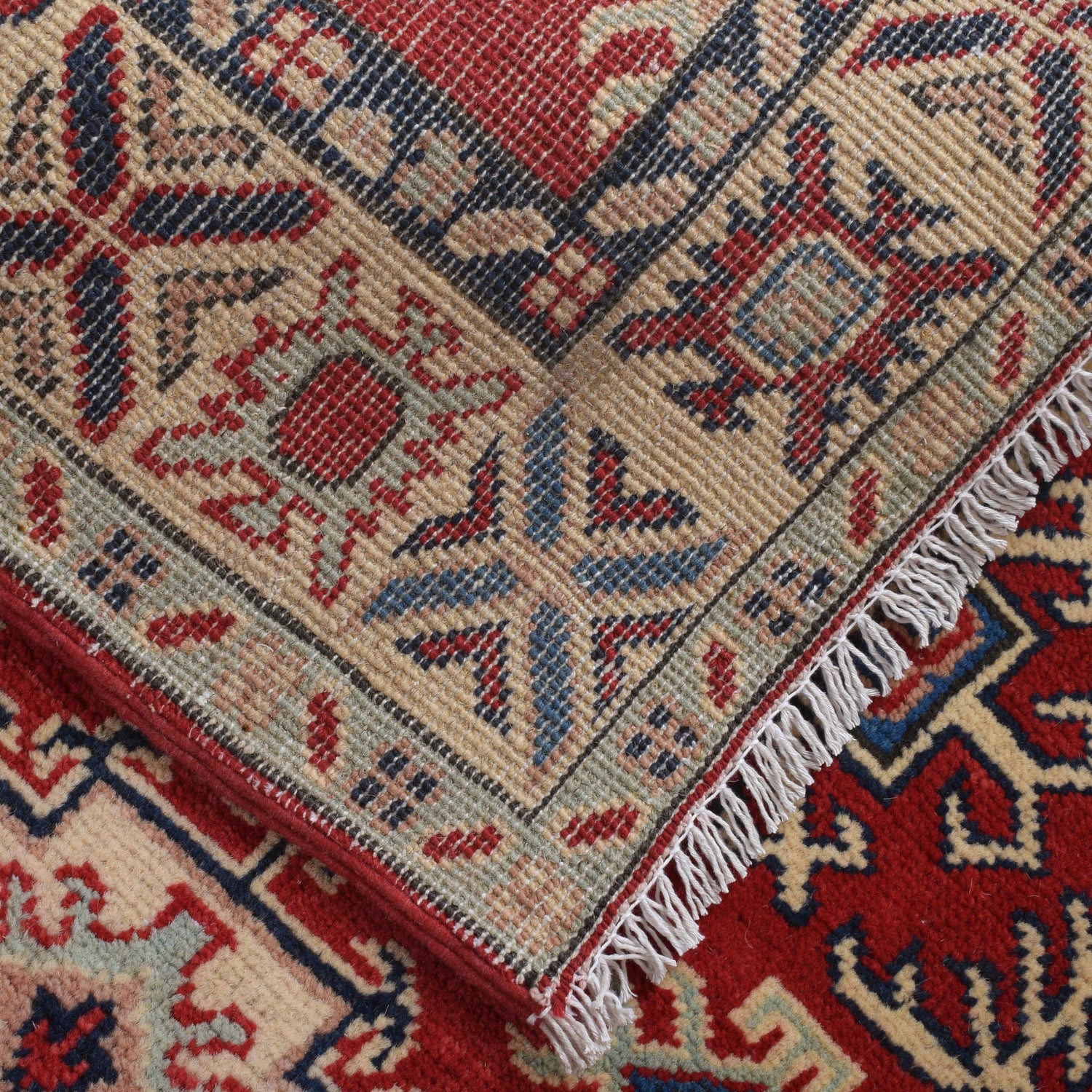Kazak Rug Handmade Red Medallion 2x4 ft