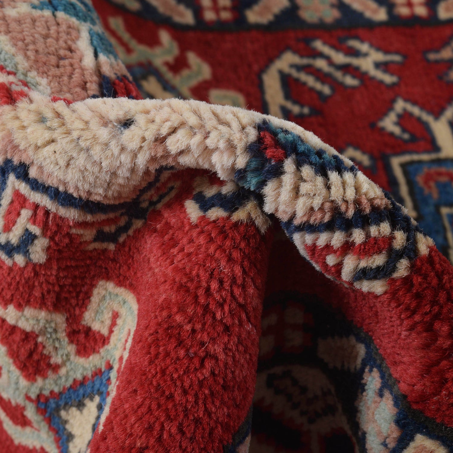 Kazak Rug Handmade Red Medallion 2x4 ft