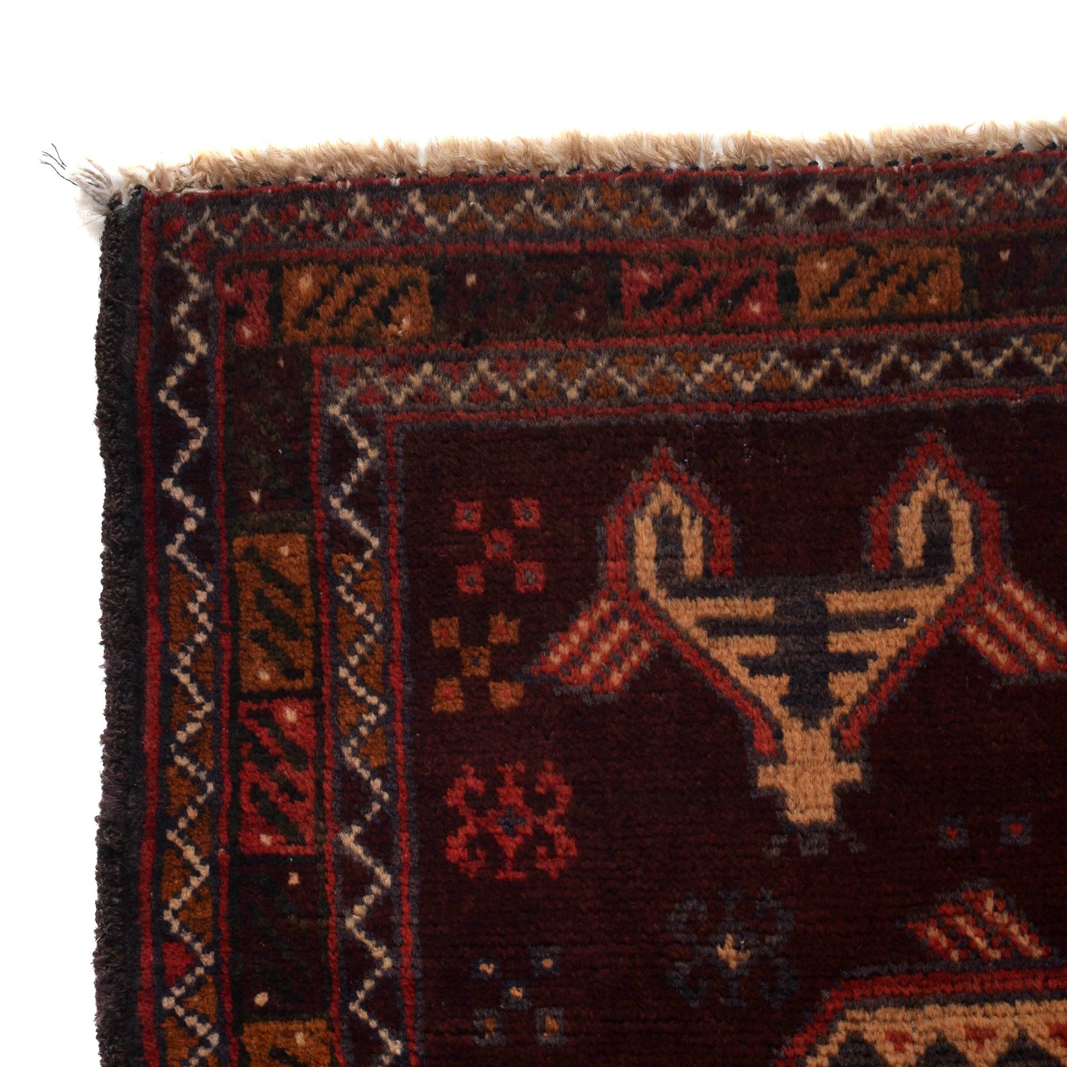 Baluchi Rug Handmade Brown Geometric 3x5 ft