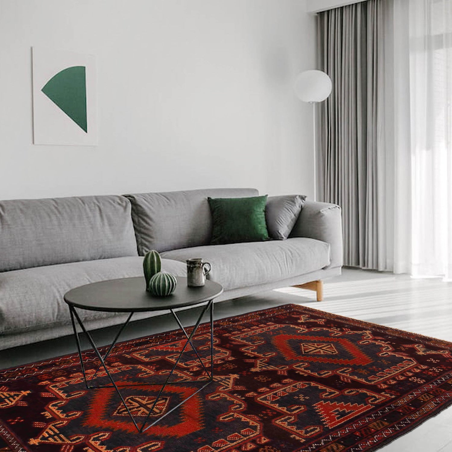 Baluchi Rug Handmade Brown Geometric 3x5 ft