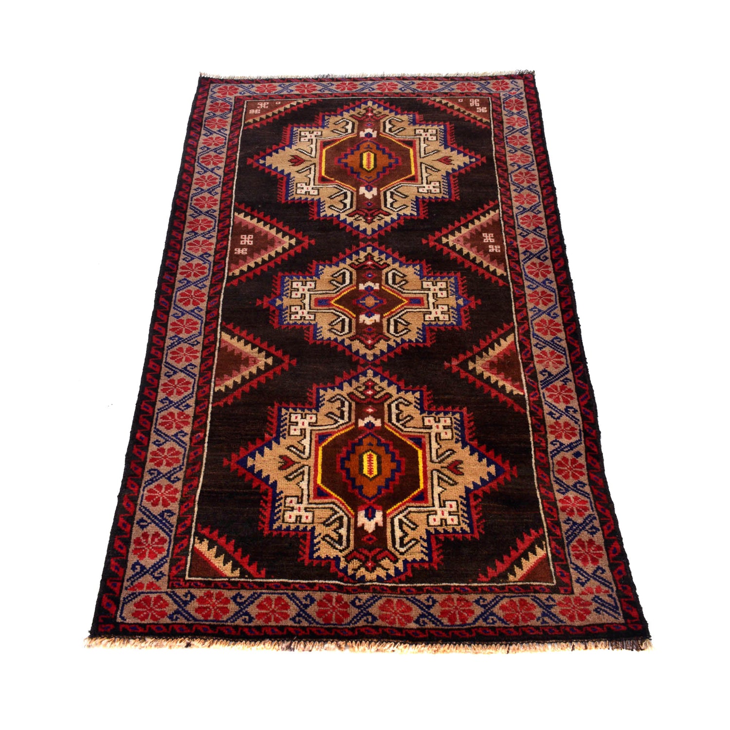 Baluchi Rug Handmade Multi Geometric 3x5 ft
