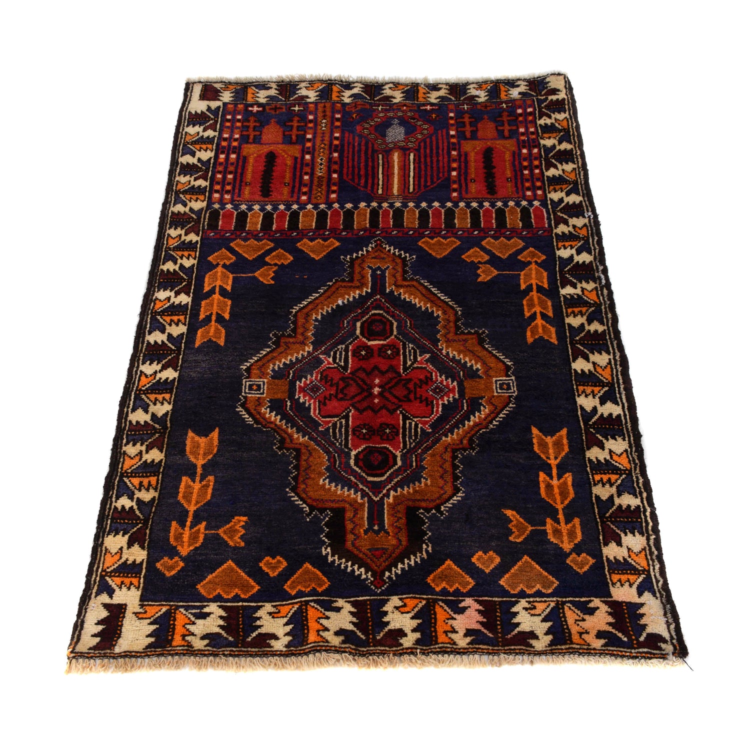 Baluchi Rug Handmade Multi Prayer Design 3x5 ft