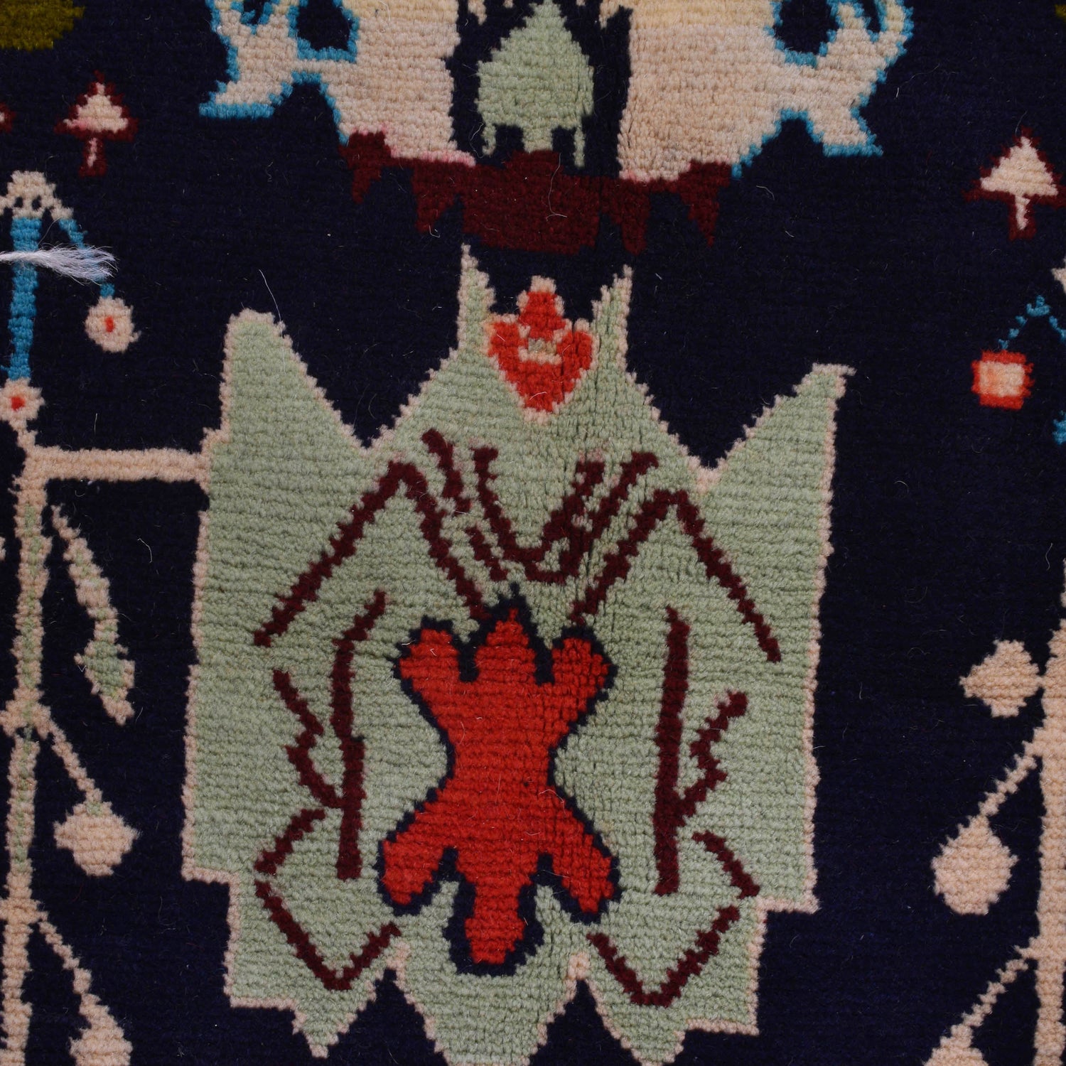 Kohistani Area Rug Handmade Black Floral 5x8 ft