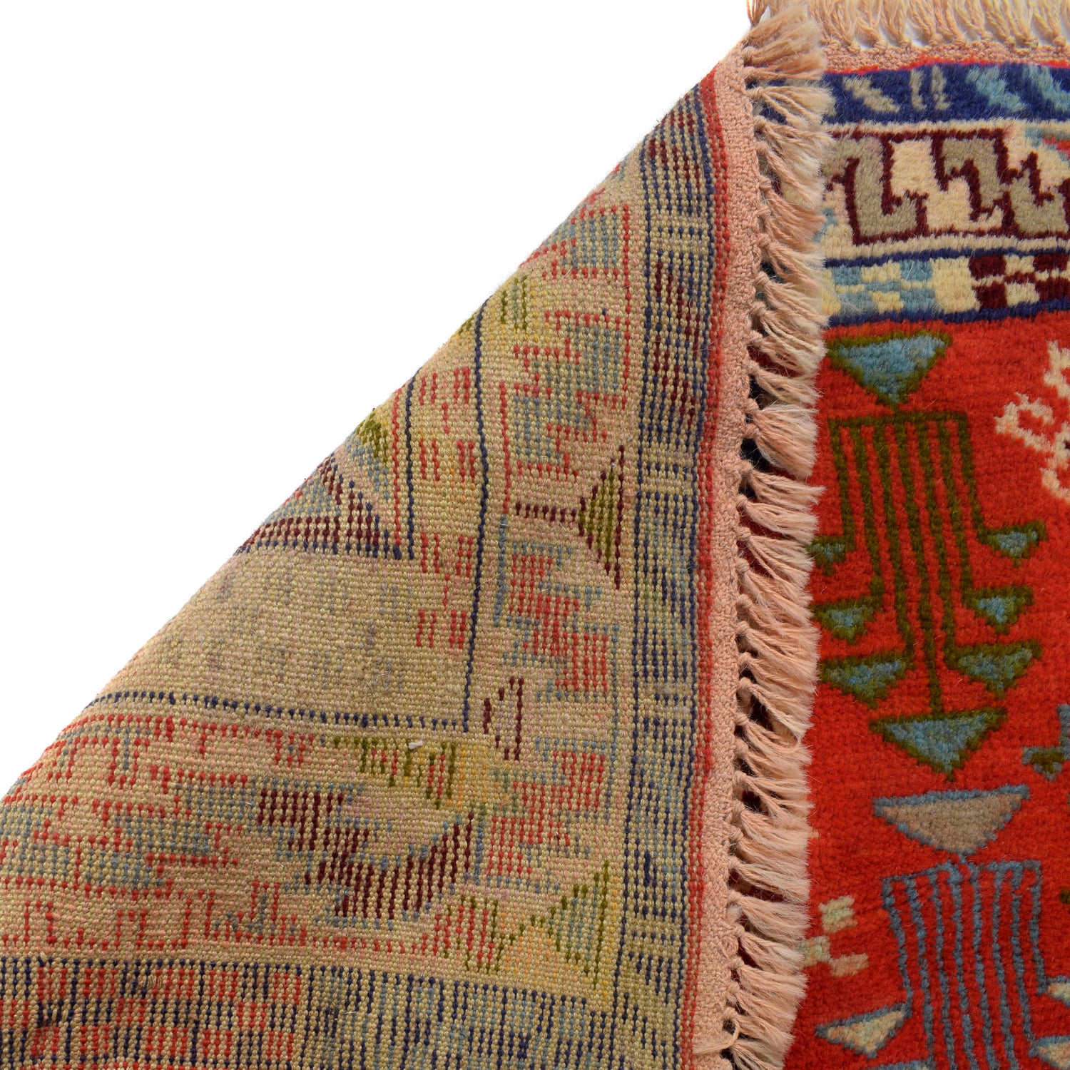 Kohistani Area Rug Handmade Vibrant Red Geometric 5x8 ft