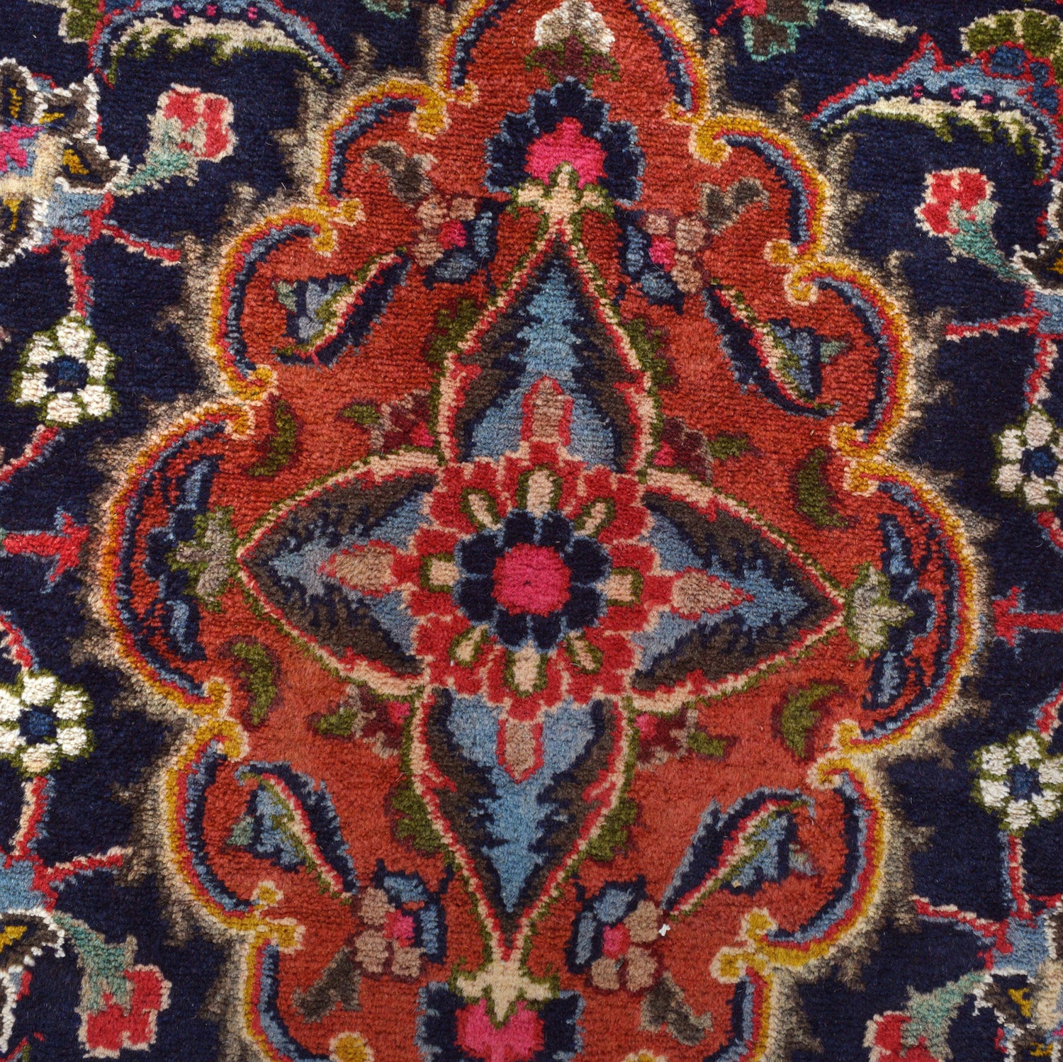 Kashan Area Rug Handmade Deep Red Medallion 10x13 ft