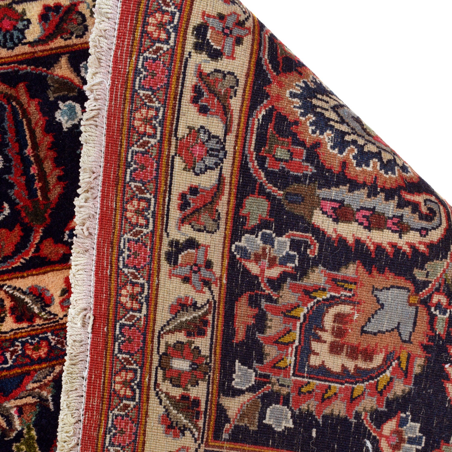 Kashan Area Rug Handmade Deep Red Medallion 10x13 ft
