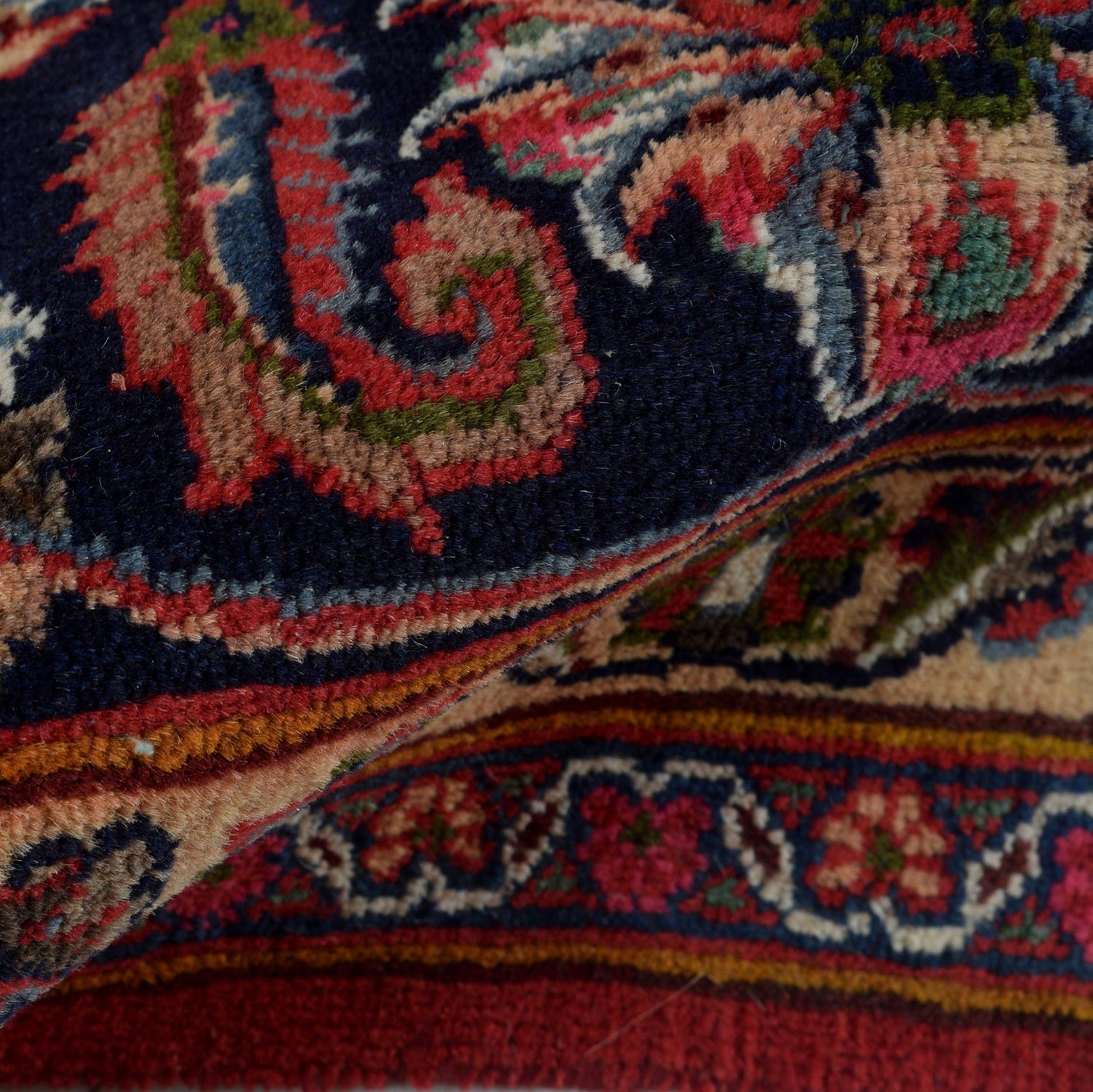 Kashan Area Rug Handmade Deep Red Medallion 10x13 ft