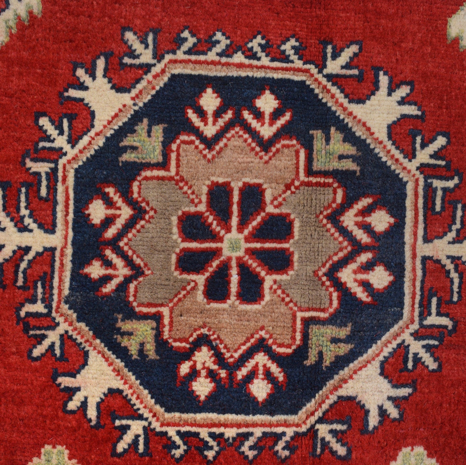 Kazak Rug Handmade Red Medallion 4x7 ft