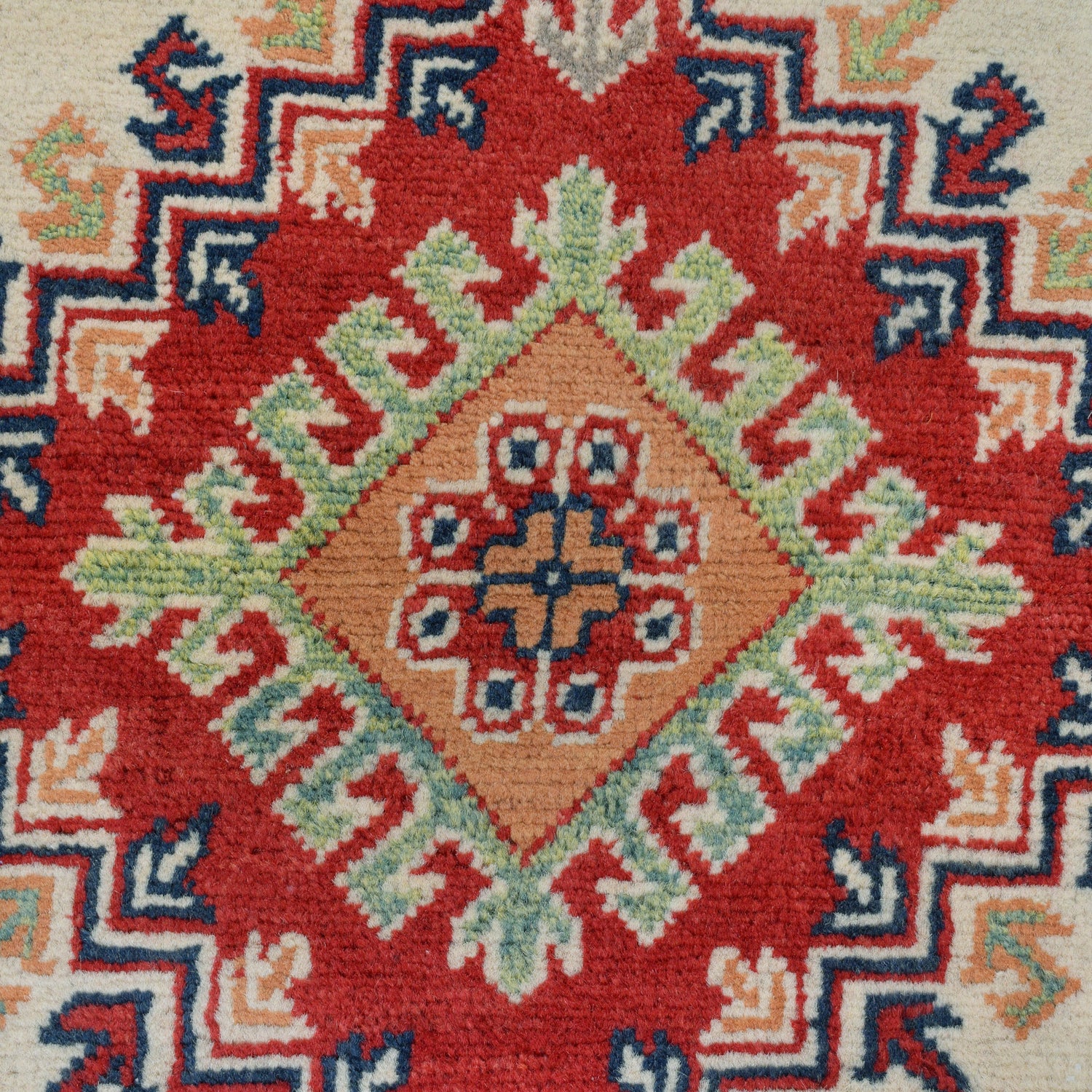 Kazak Rug Handmade Ivory Medallion 3x5 ft