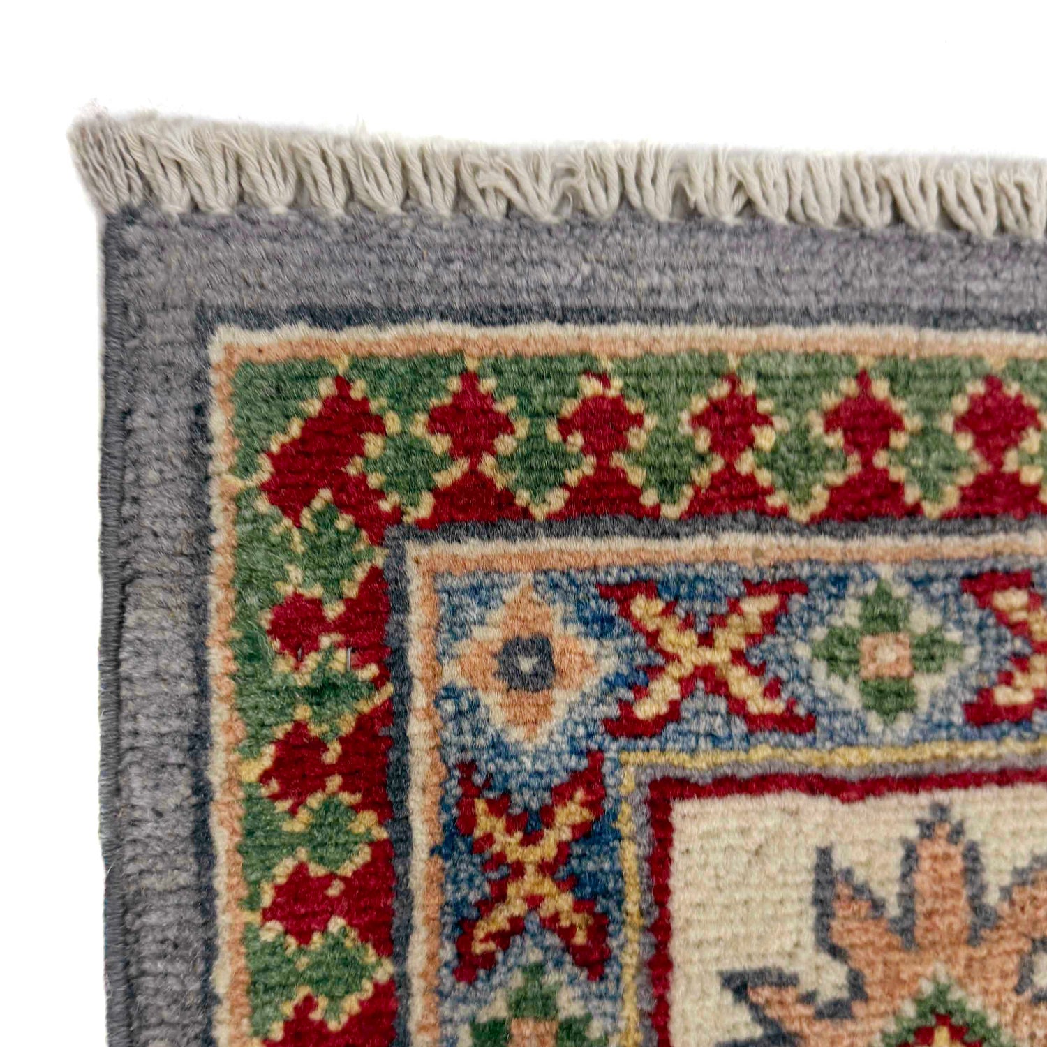 Kazak Rug Handmade Gray Medallion 4x7 ft