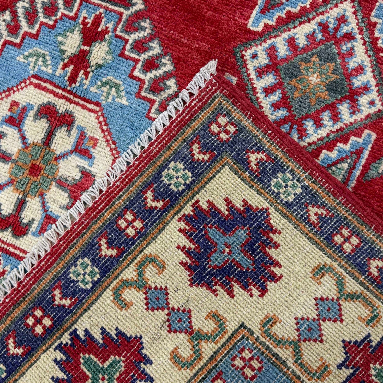 Kazak Rug Handmade Red Medallion 5x8 ft