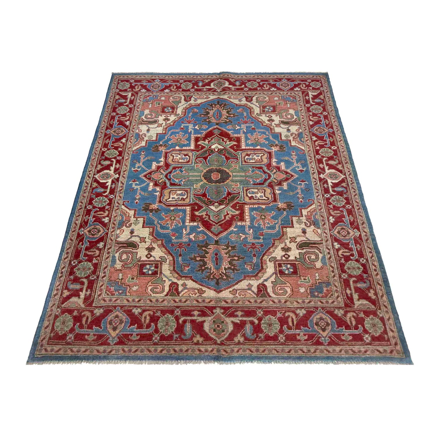 Heriz Area Rug Handmade Multi Medallion 4x7 ft