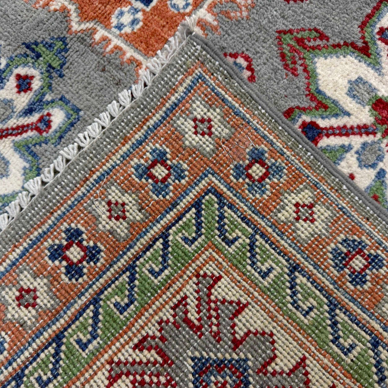 Kazak Rug Handmade Gray Medallion 4x7 ft