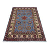 Kazak Rug Handmade Blue Medallion 5x8 ft