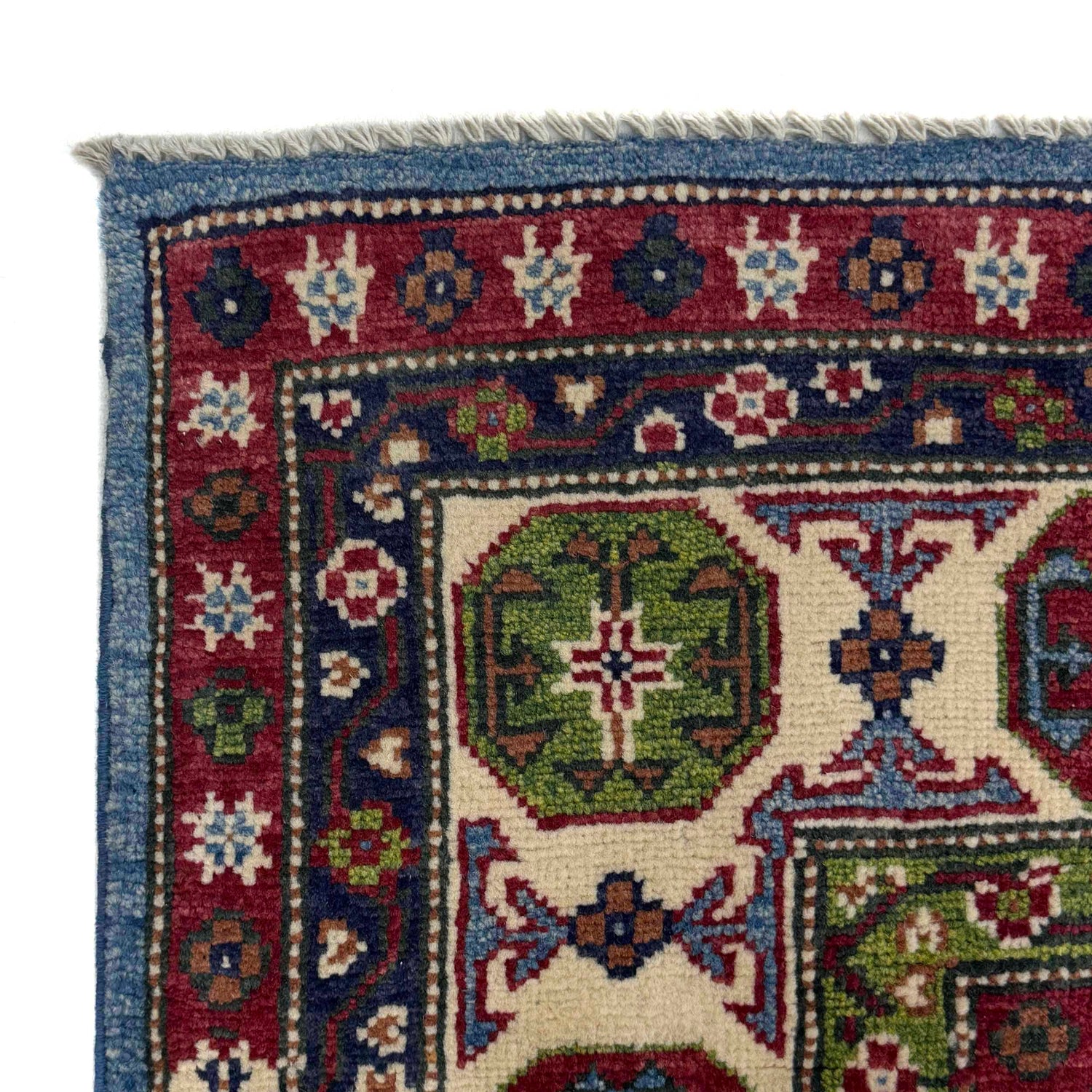 Kazak Rug Handmade Blue Medallion 5x8 ft