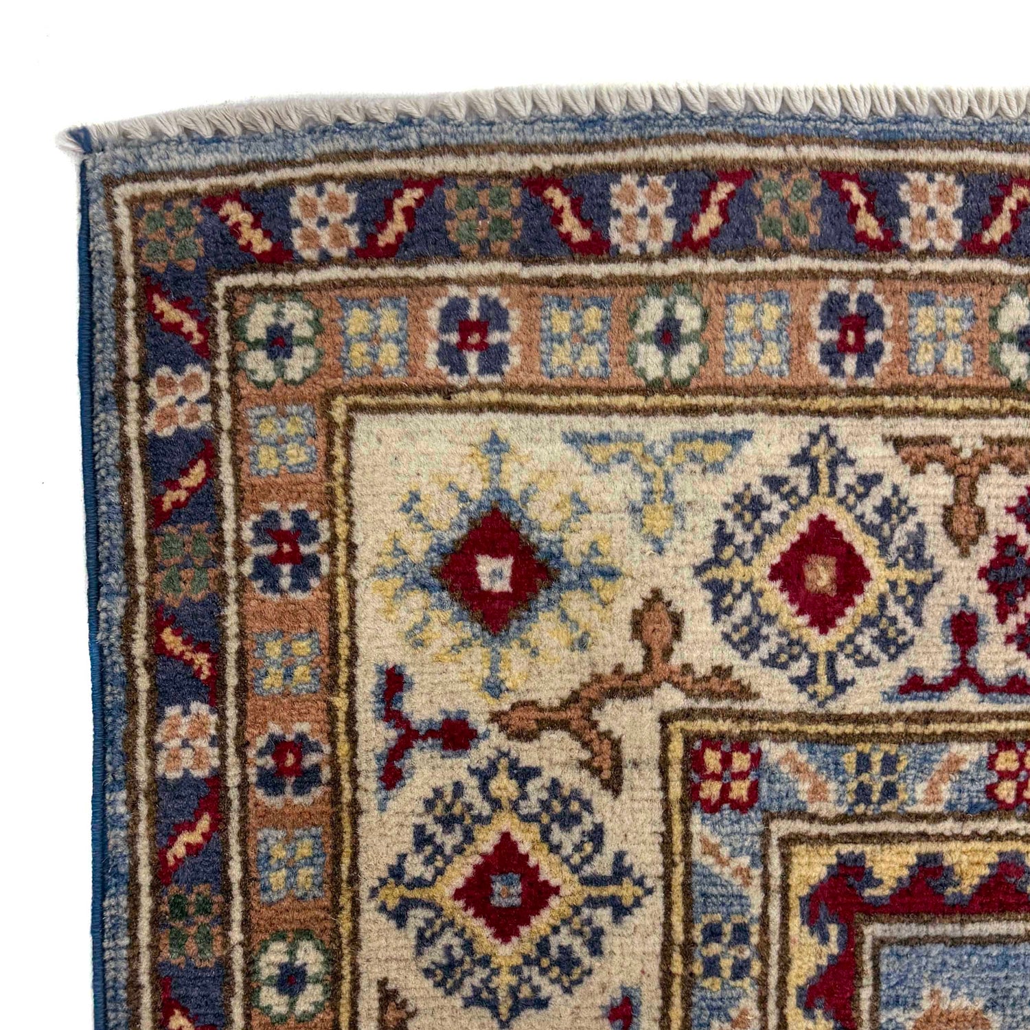 Kazak Rug Handmade Blue Medallion 4x6 ft