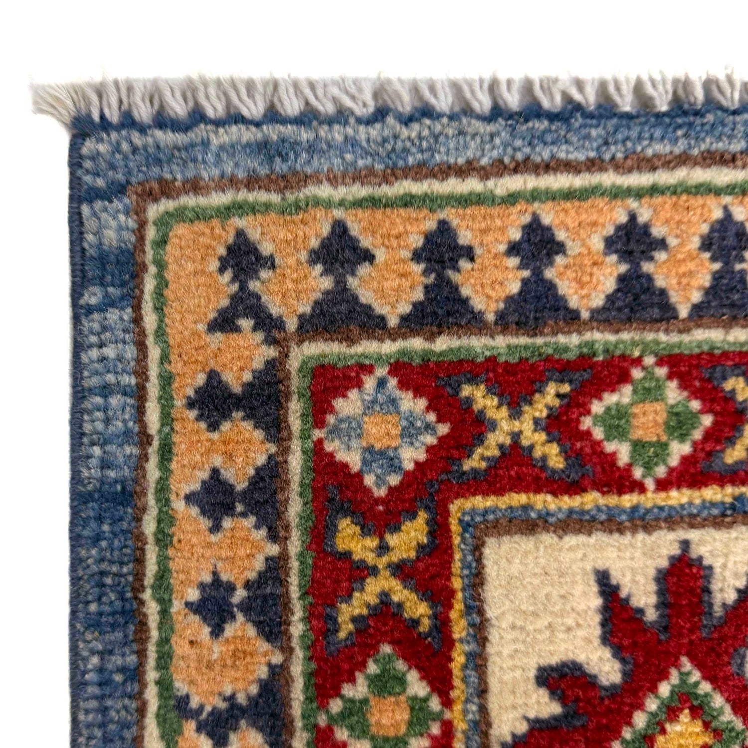 Kazak Rug Handmade Blue Medallion 4x7 ft