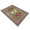 Kazak Rug Handmade Green Medallion 4x6 ft