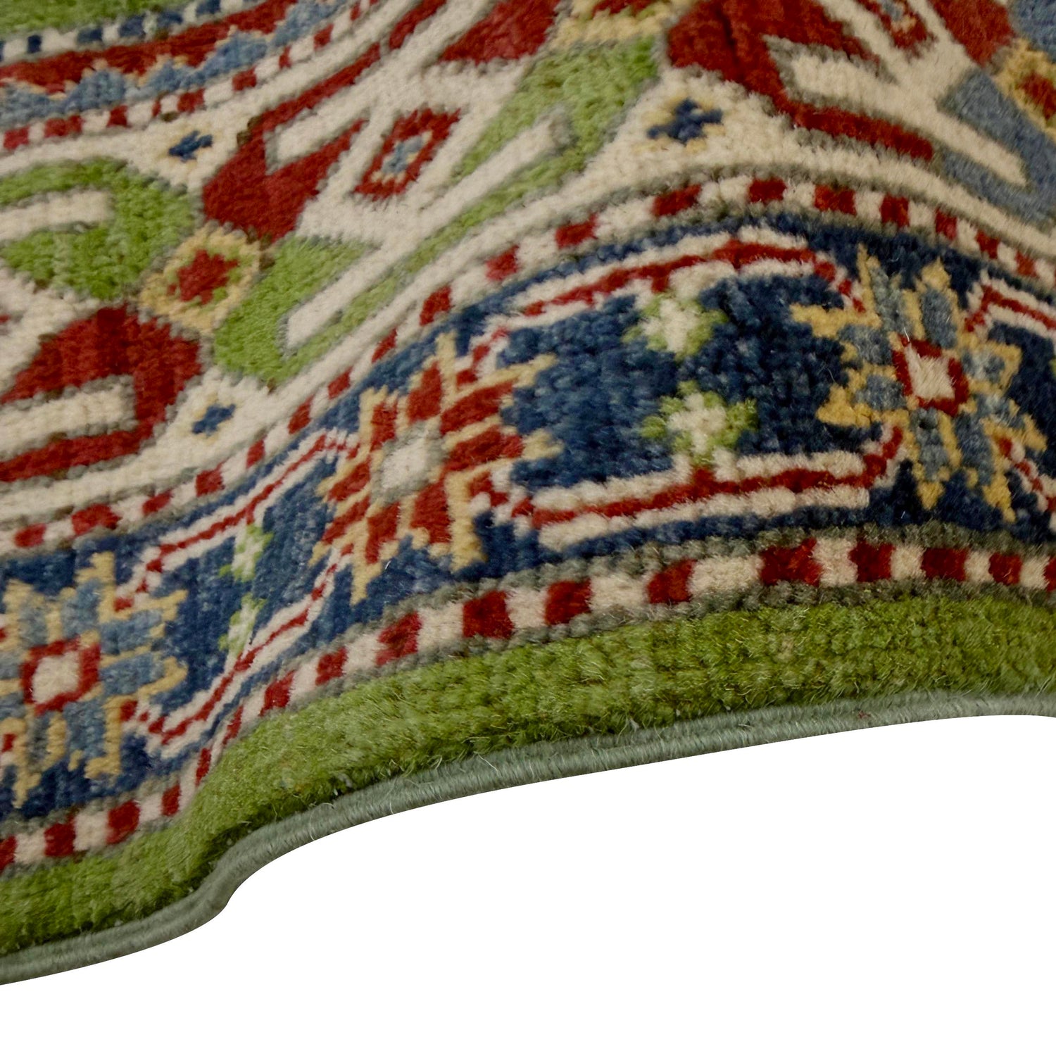 Kazak Rug Handmade Green Medallion 4x6 ft