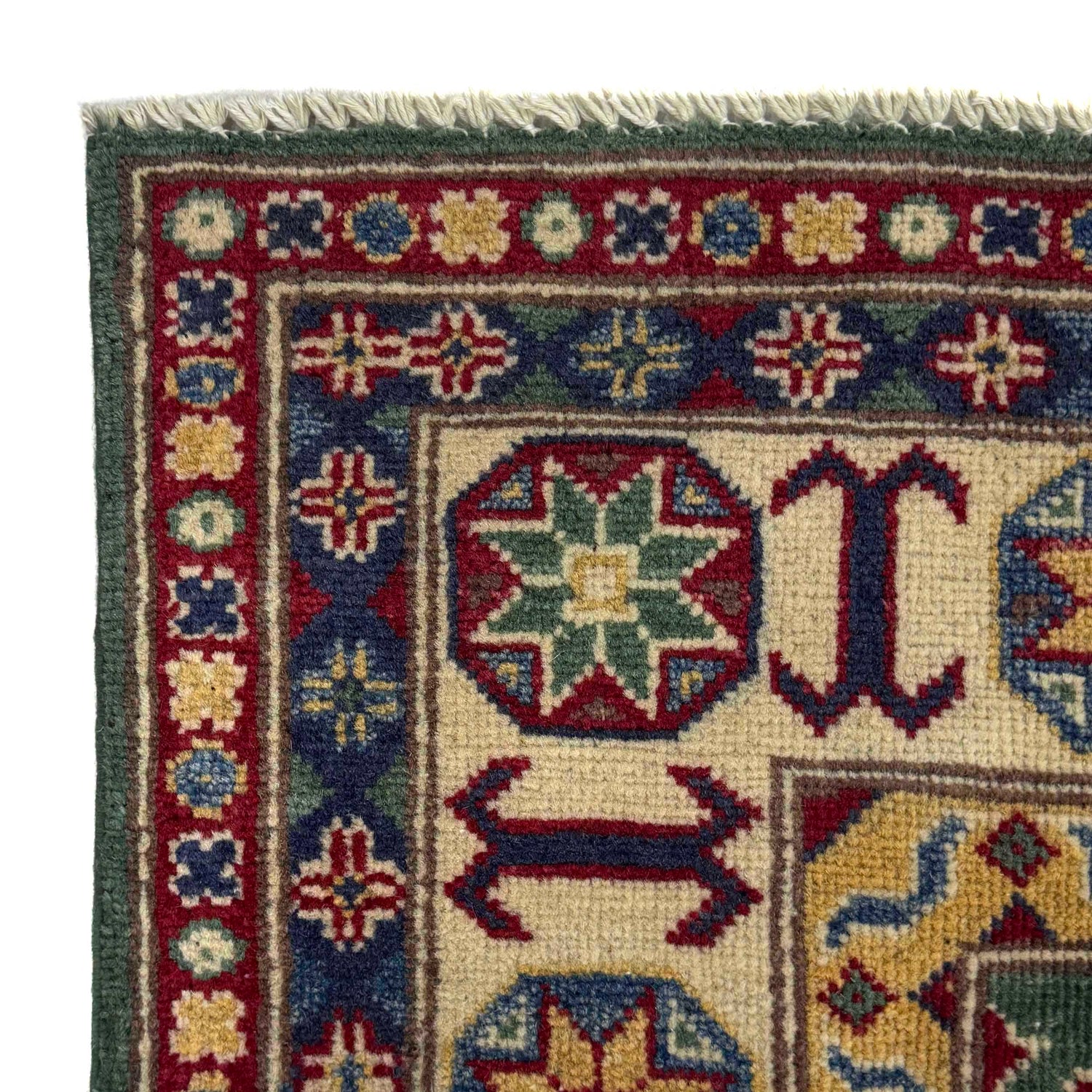 Kazak Rug Handmade Green Medallion 5x8 ft