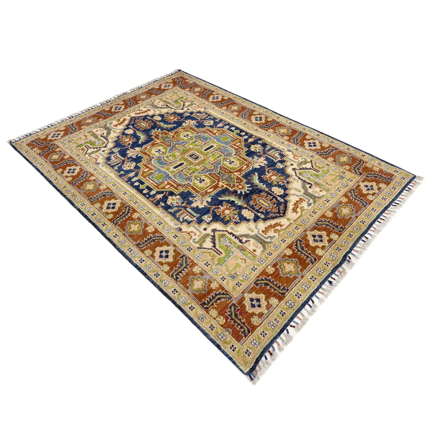 Heriz Area Rug Handmade Multi Medallion 4x6 ft