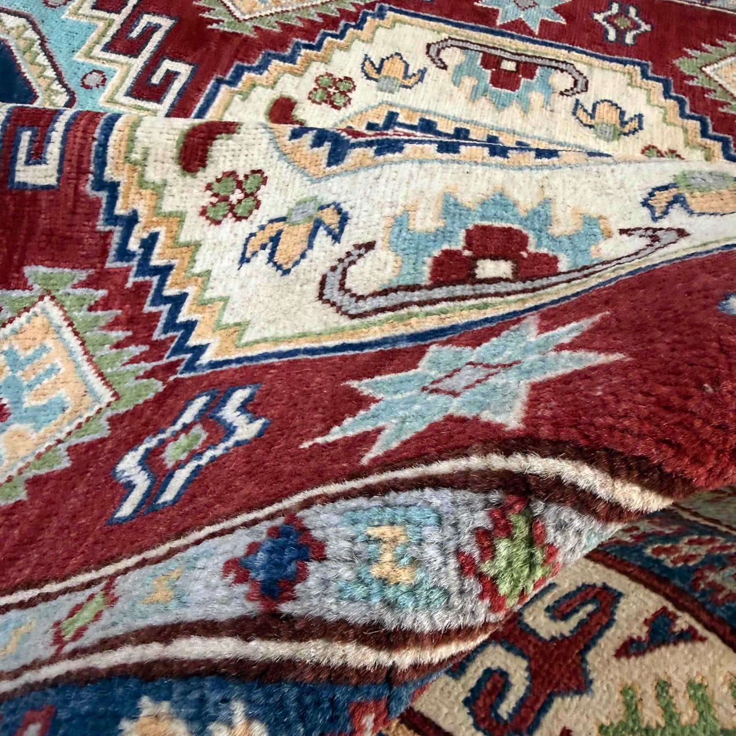 Kazak Rug Handmade Red Medallion 4x7 ft