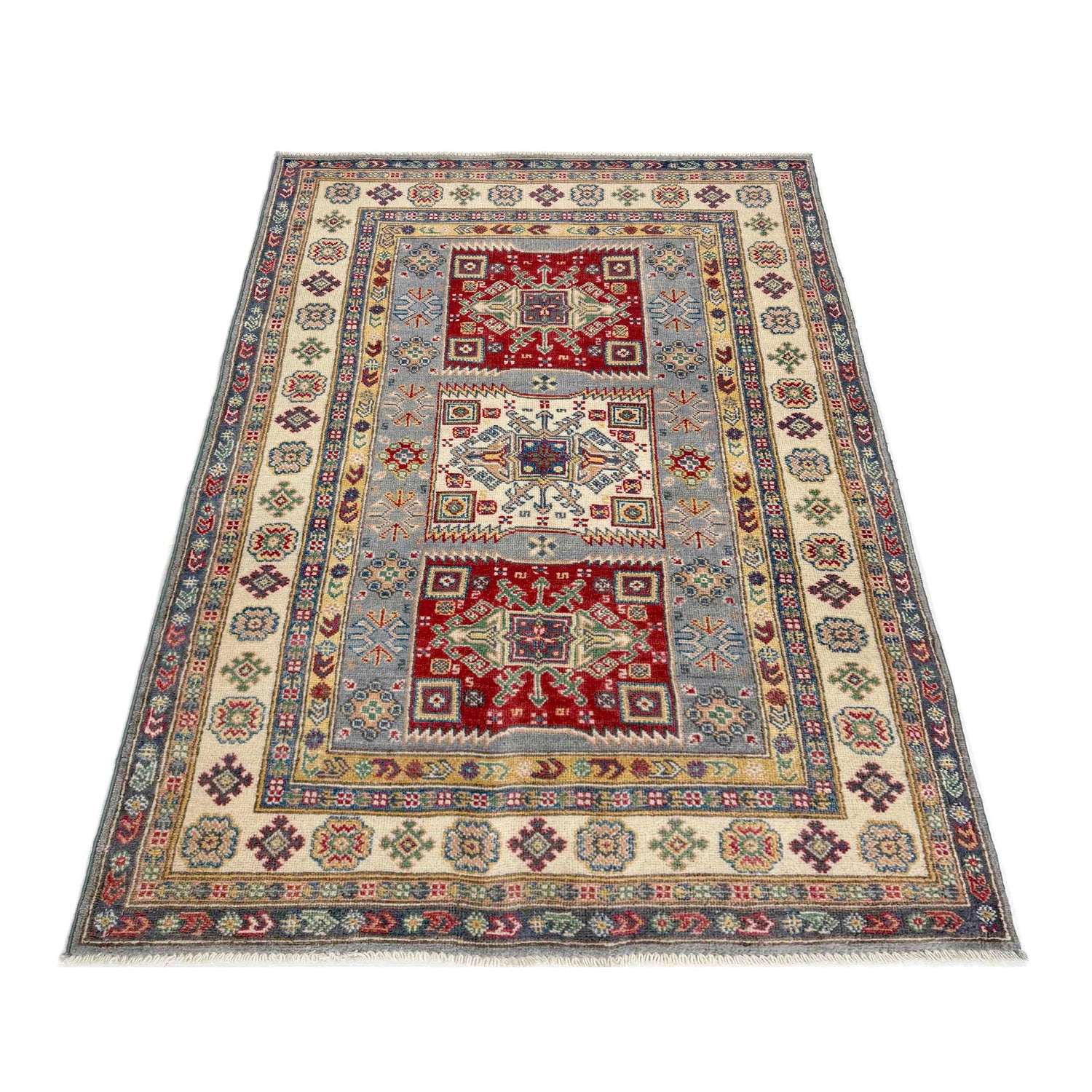 Kazak Rug Handmade Multi Medallion 4x6 ft