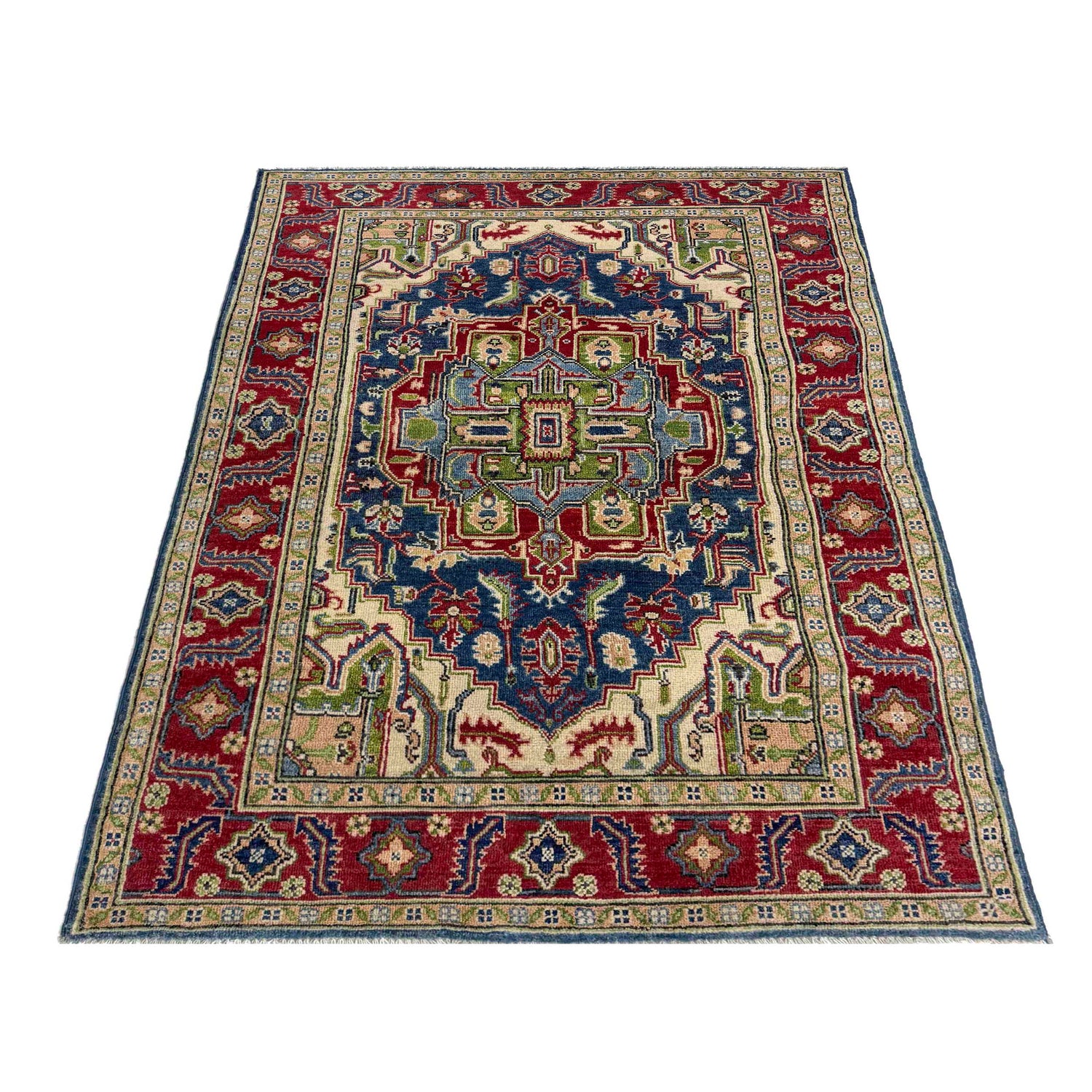 Heriz Area Rug Handmade Multi Medallion 4x6 ft
