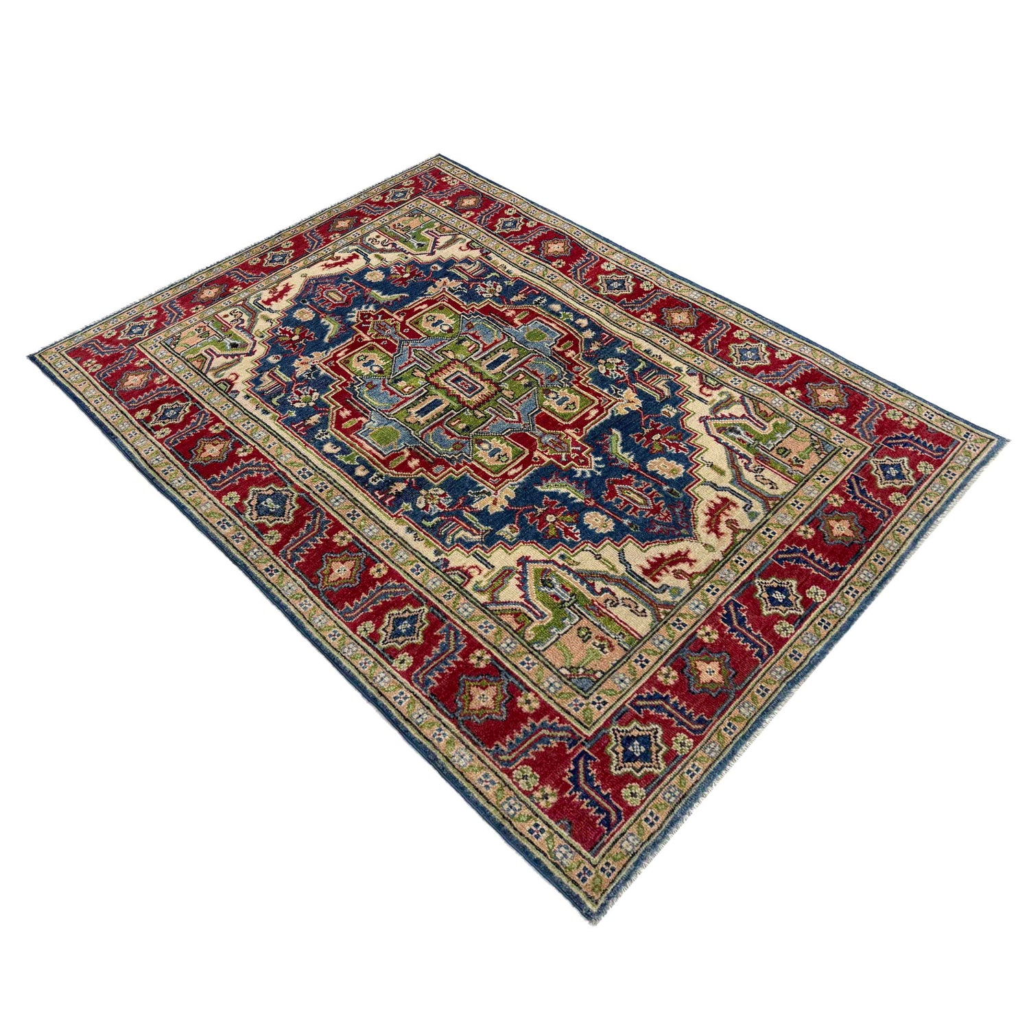 Heriz Area Rug Handmade Multi Medallion 4x6 ft
