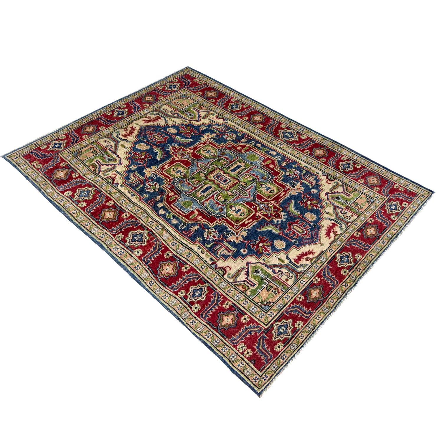 Heriz Area Rug Handmade Multi Medallion 4x6 ft