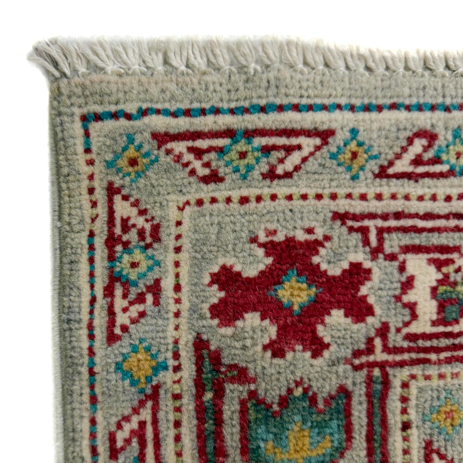 Kazak Rug Handmade Gray Medallion 4x6 ft
