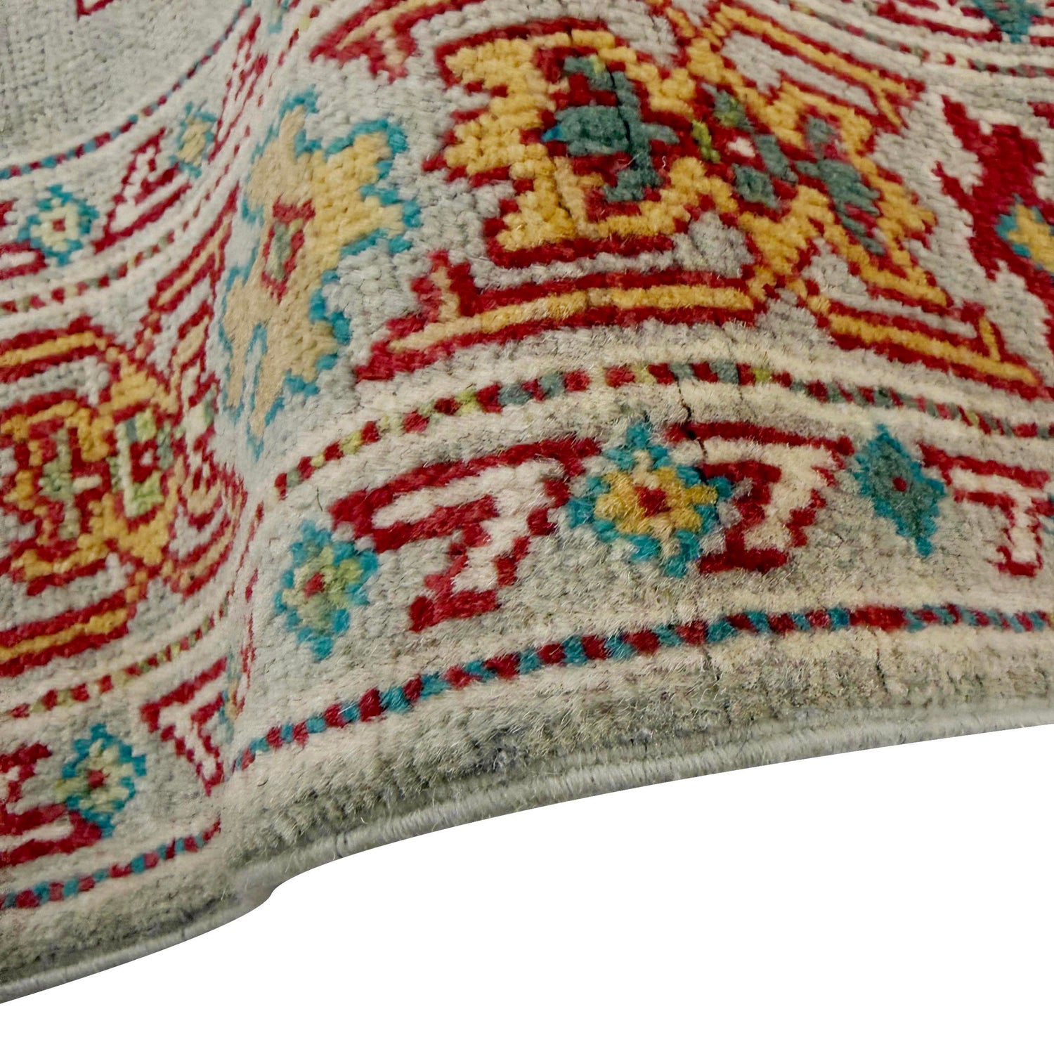 Kazak Rug Handmade Gray Medallion 4x6 ft
