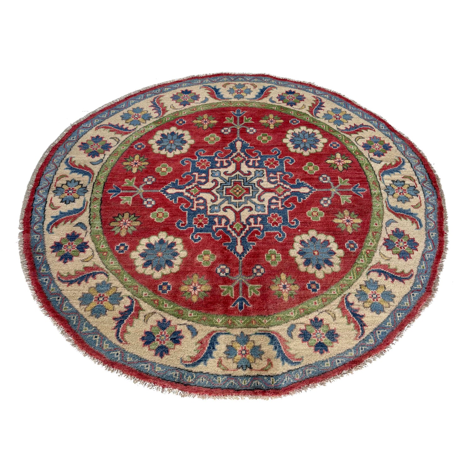 Kazak Rug Handmade Red Medallion 5x5 ft