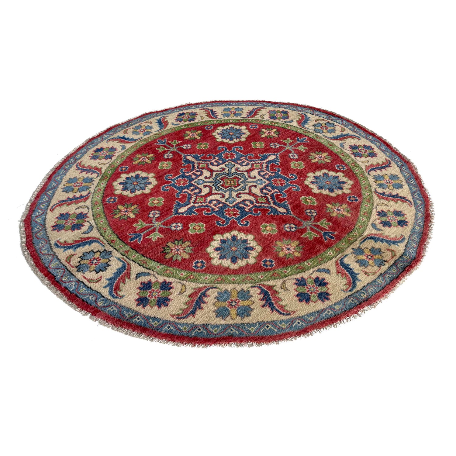 Kazak Rug Handmade Red Medallion 5x5 ft