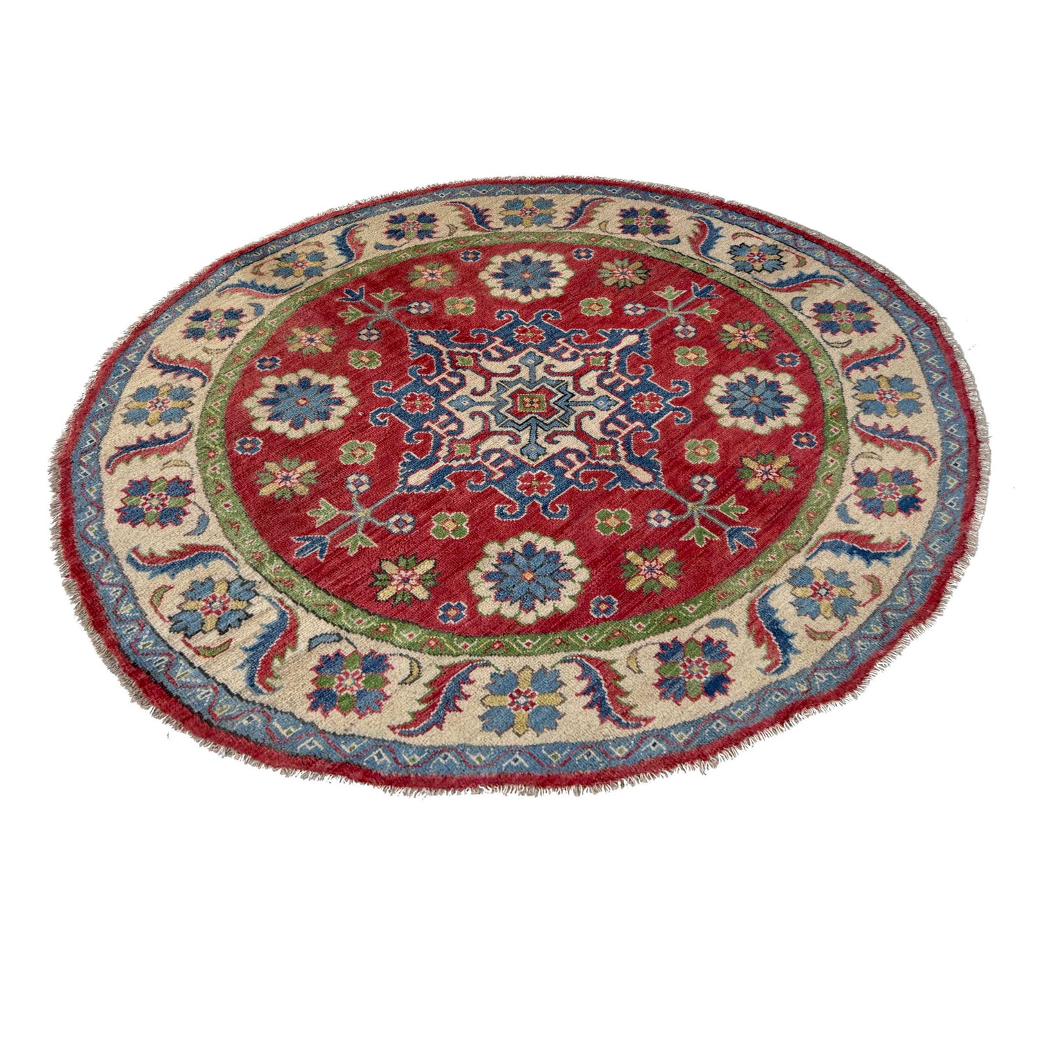 Kazak Rug Handmade Red Medallion 5x5 ft