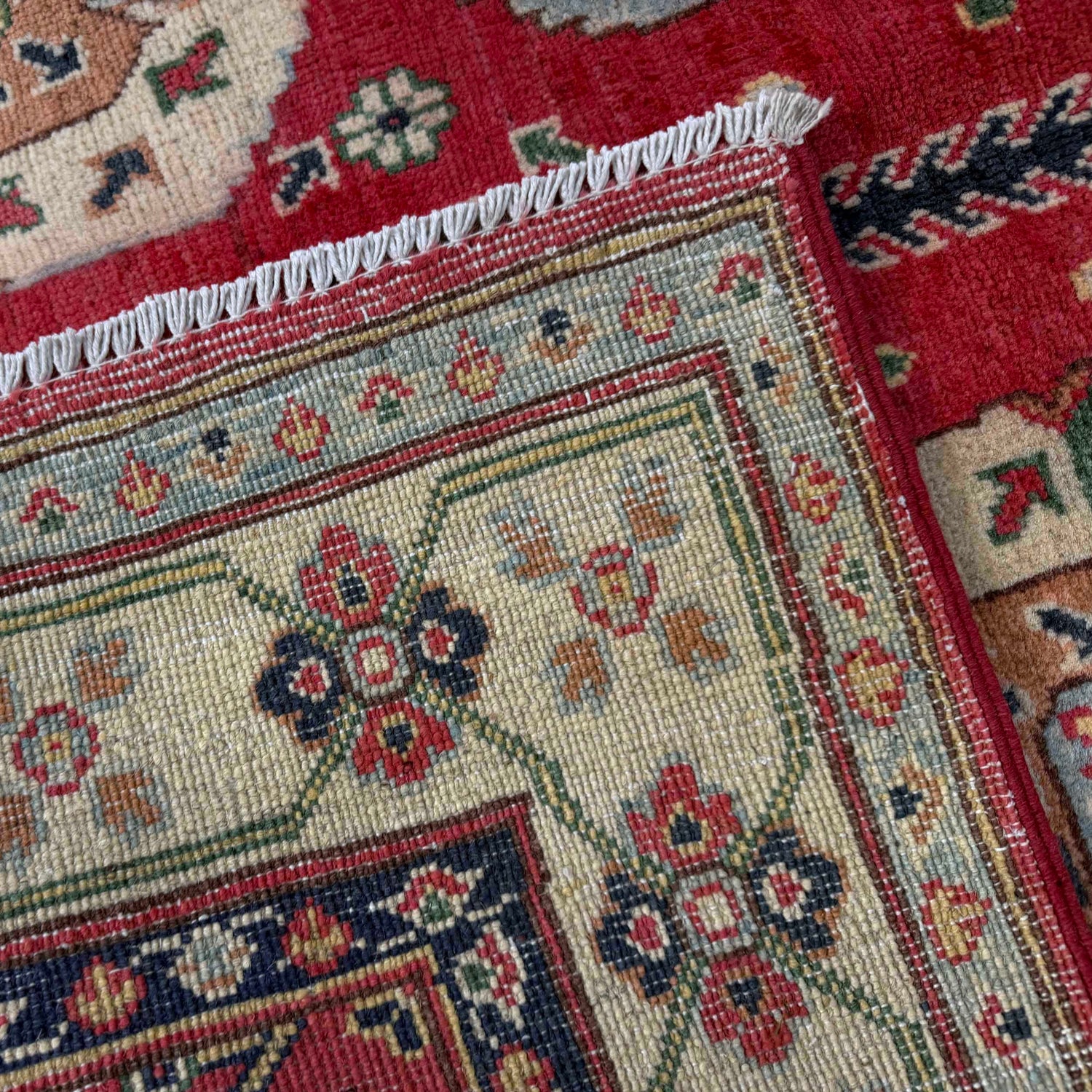 Kazak Rug Handmade Red Medallion 4x6 ft