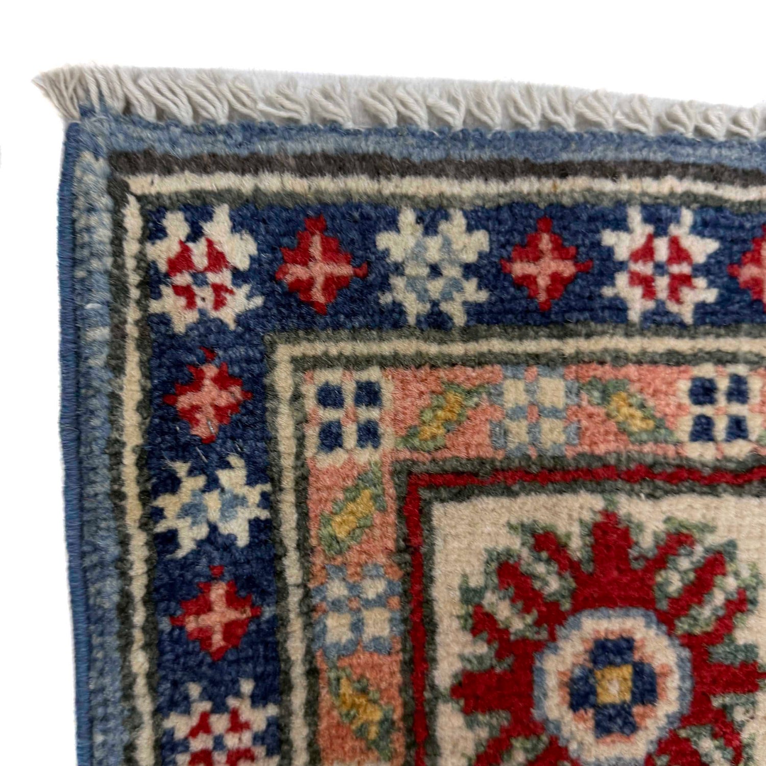 Kazak Rug Handmade Blue Medallion 4x7 ft