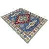 Kazak Rug Handmade Blue Medallion 4x6 ft