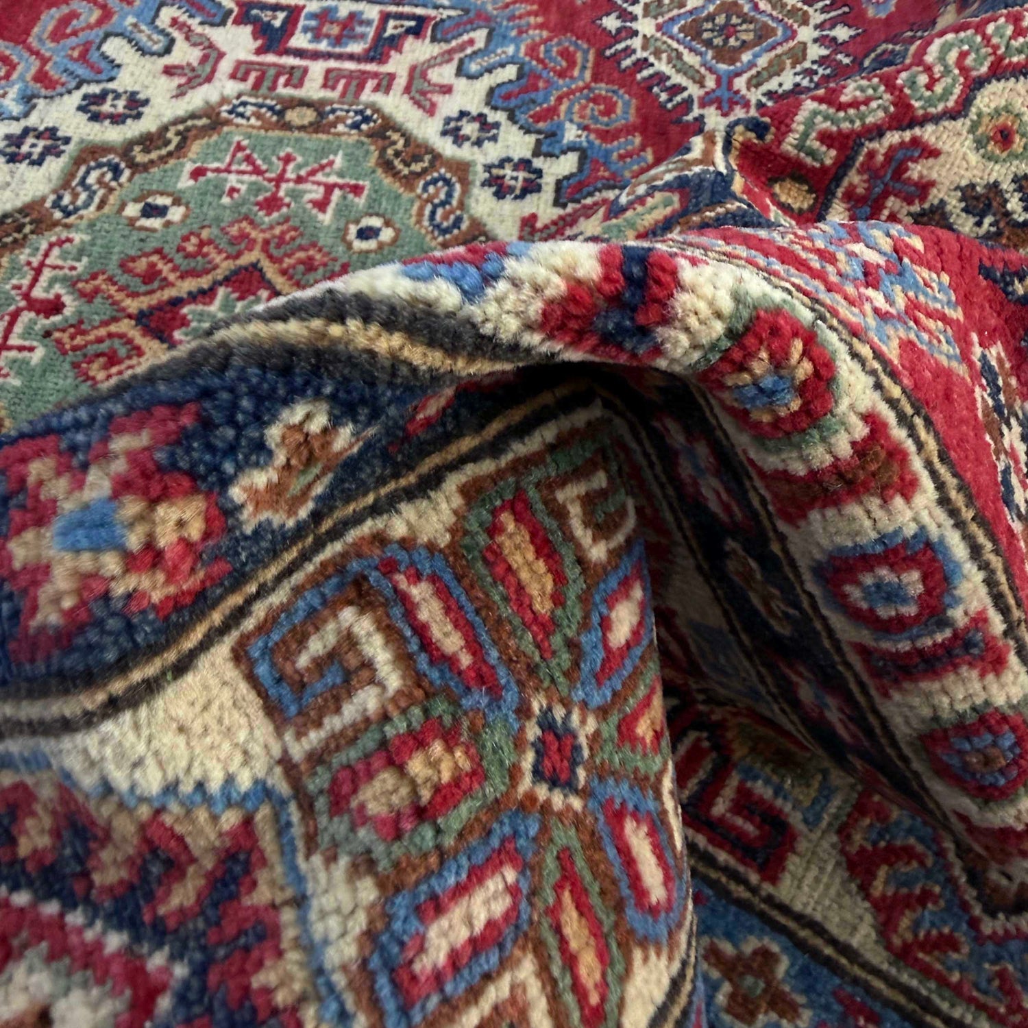 Kazak Rug Handmade Red Medallion 4x7 ft