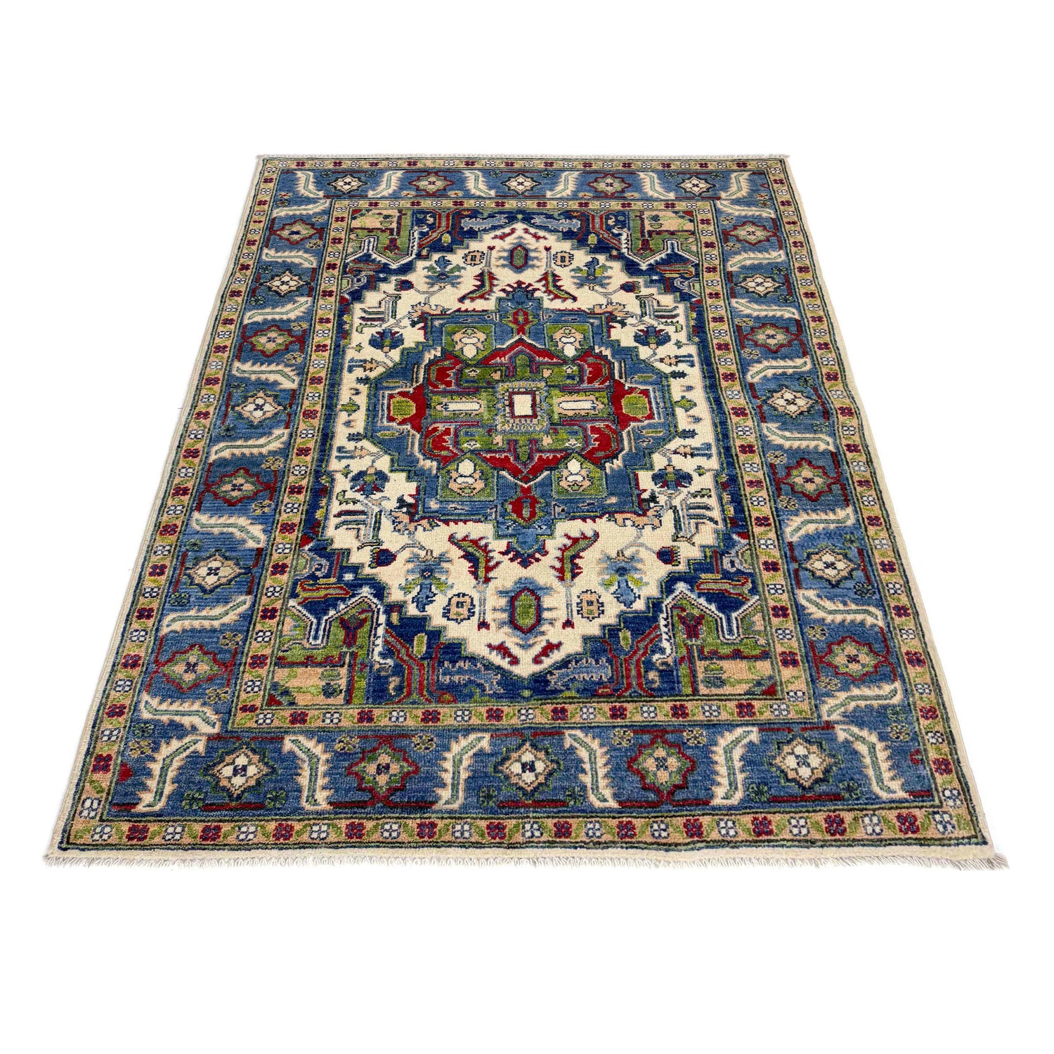 Heriz Area Rug Handmade Multi Medallion 4x6 ft