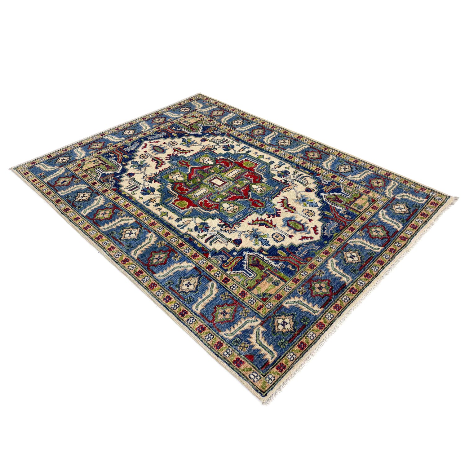 Heriz Area Rug Handmade Multi Medallion 4x6 ft