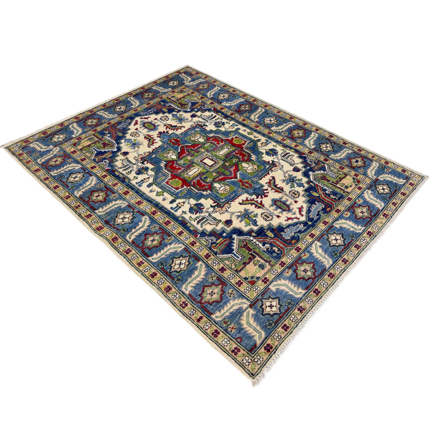 Heriz Area Rug Handmade Multi Medallion 4x6 ft