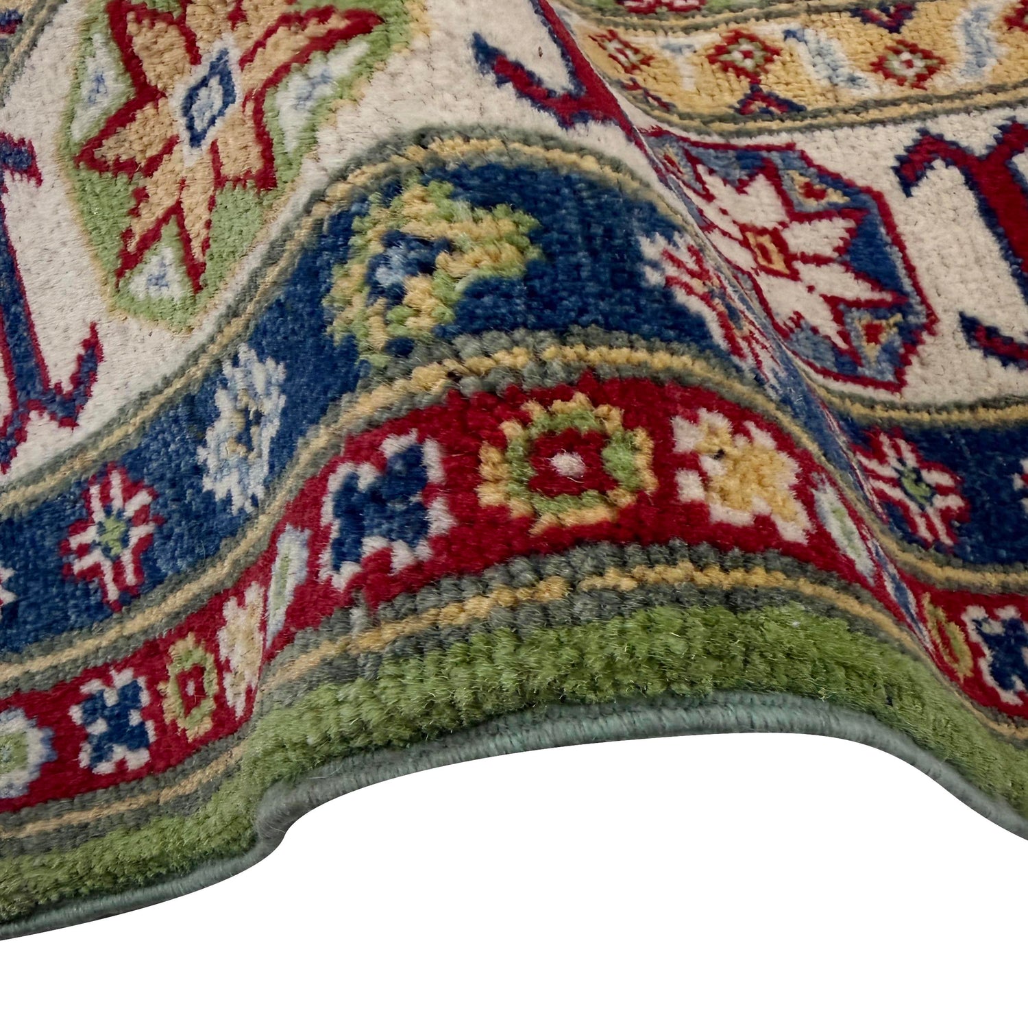 Kazak Rug Handmade Green Medallion 5x8 ft