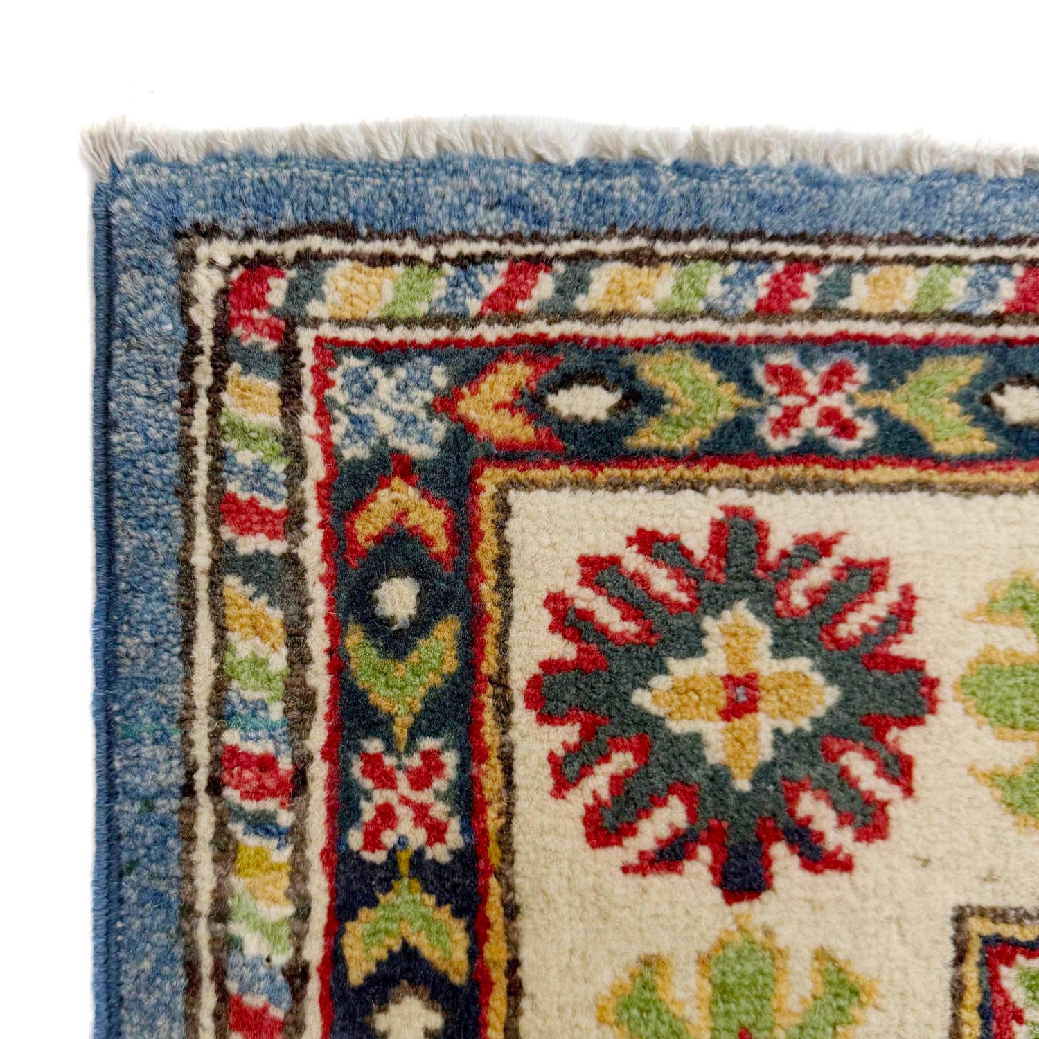 Kazak Rug Handmade Blue Medallion 4x6 ft