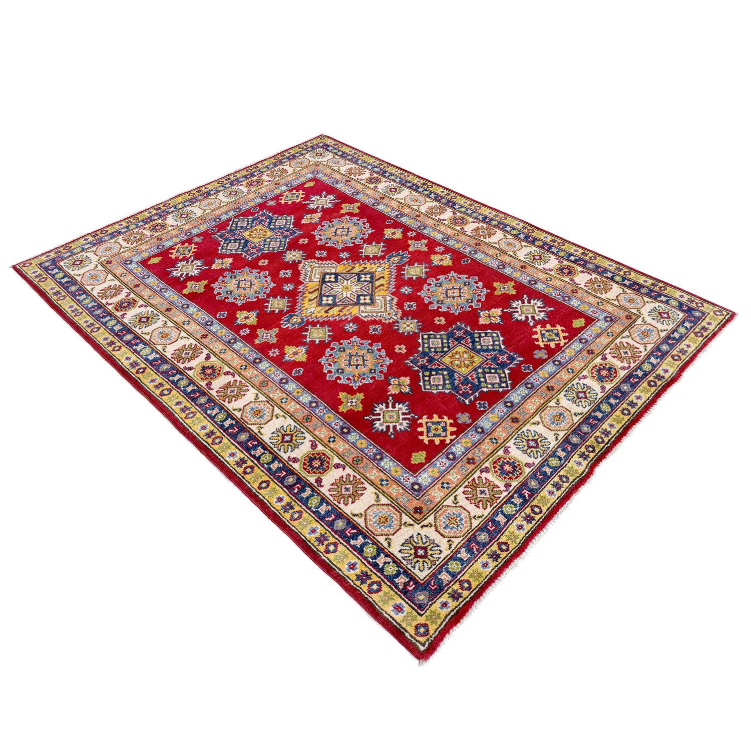 Kazak Rug Handmade Red Medallion 4x7 ft