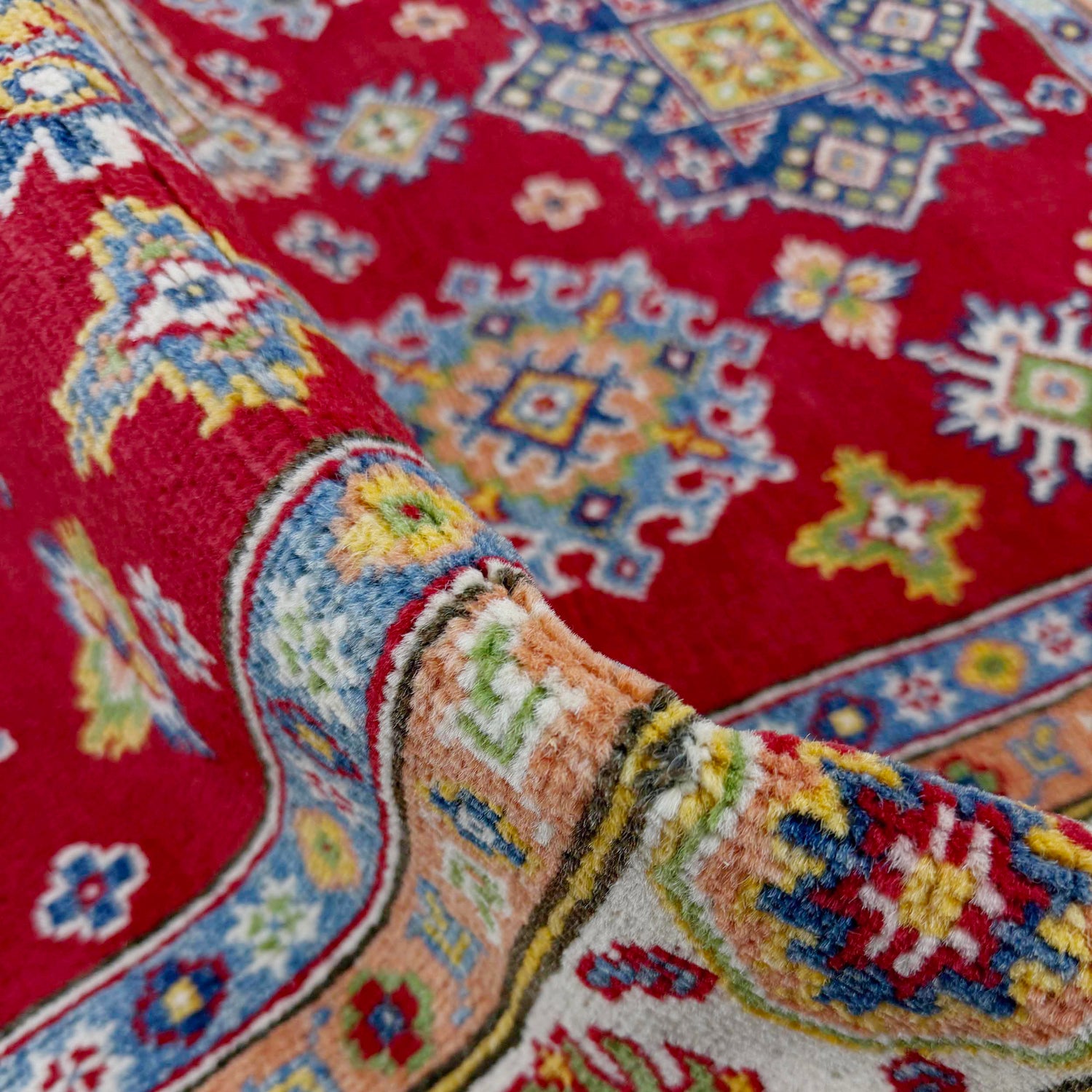Kazak Rug Handmade Red Medallion 4x7 ft