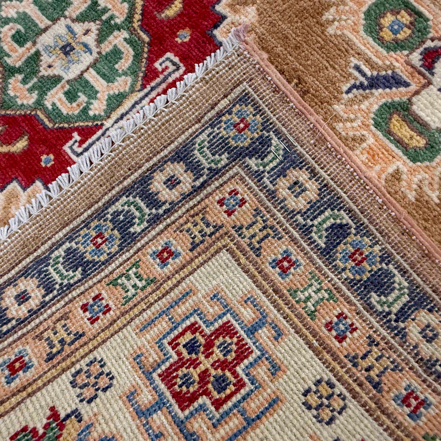 Kazak Rug Handmade Orange Medallion 4x7 ft