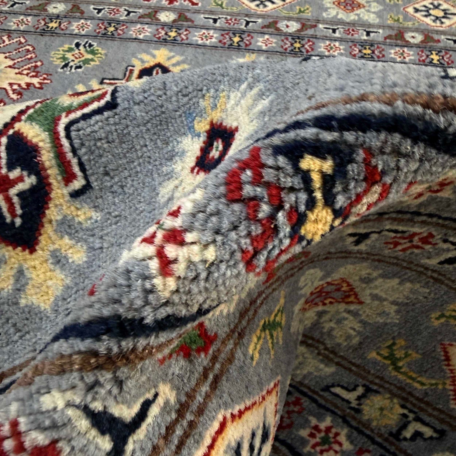 Kazak Rug Handmade Gray Medallion 4x7 ft