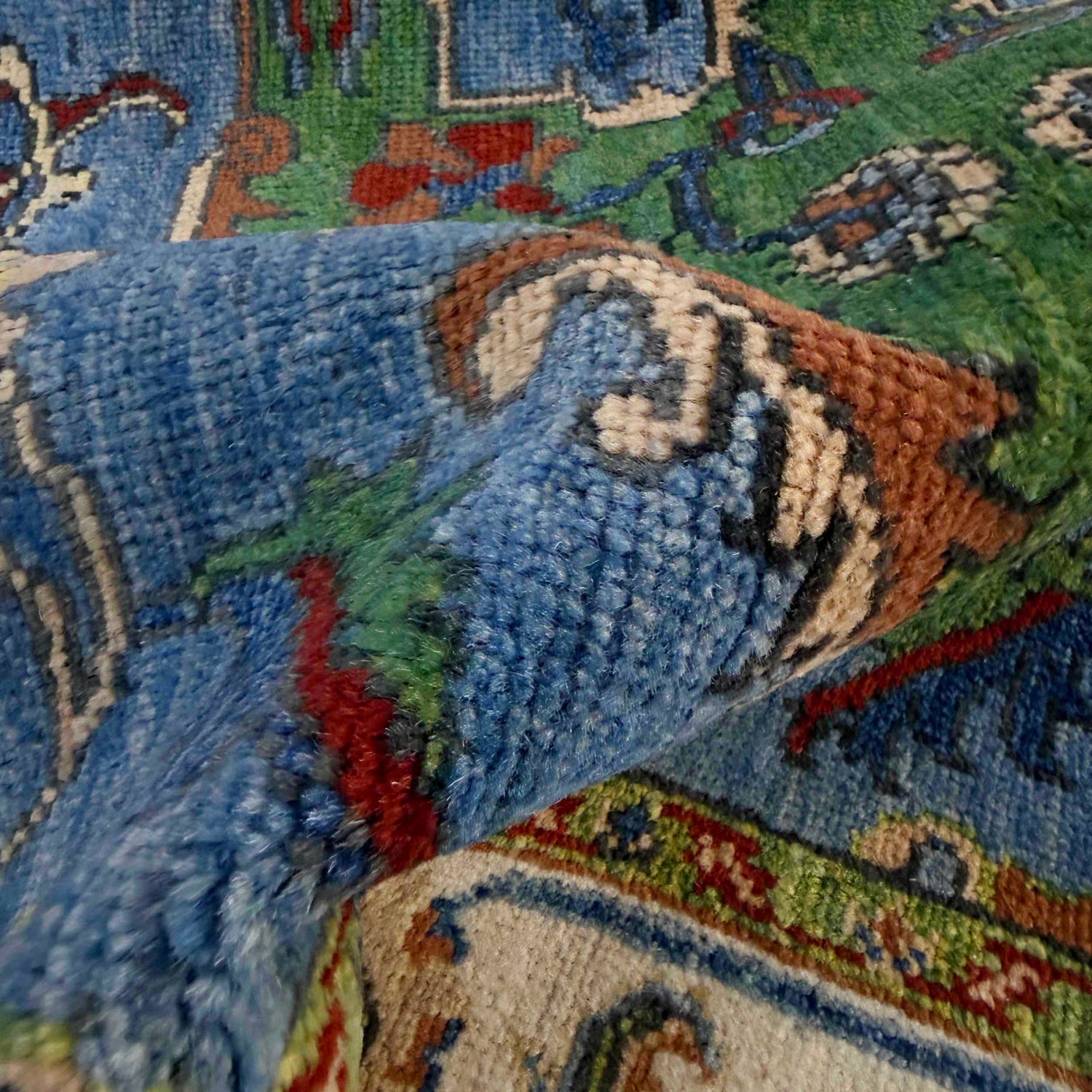 Kazak Rug Handmade Blue Medallion 4x7 ft